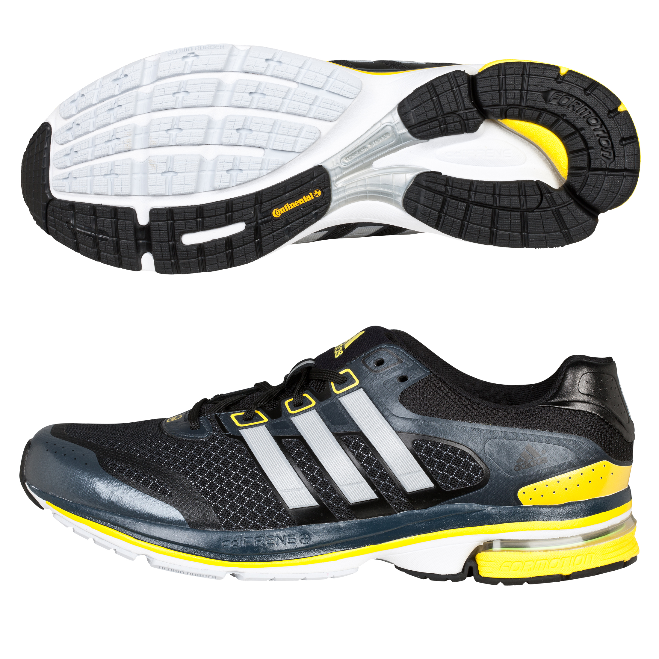 Adidas Supernova Glide 5 Running Trainers - Black/Metallic Silver/Vivid Yellow