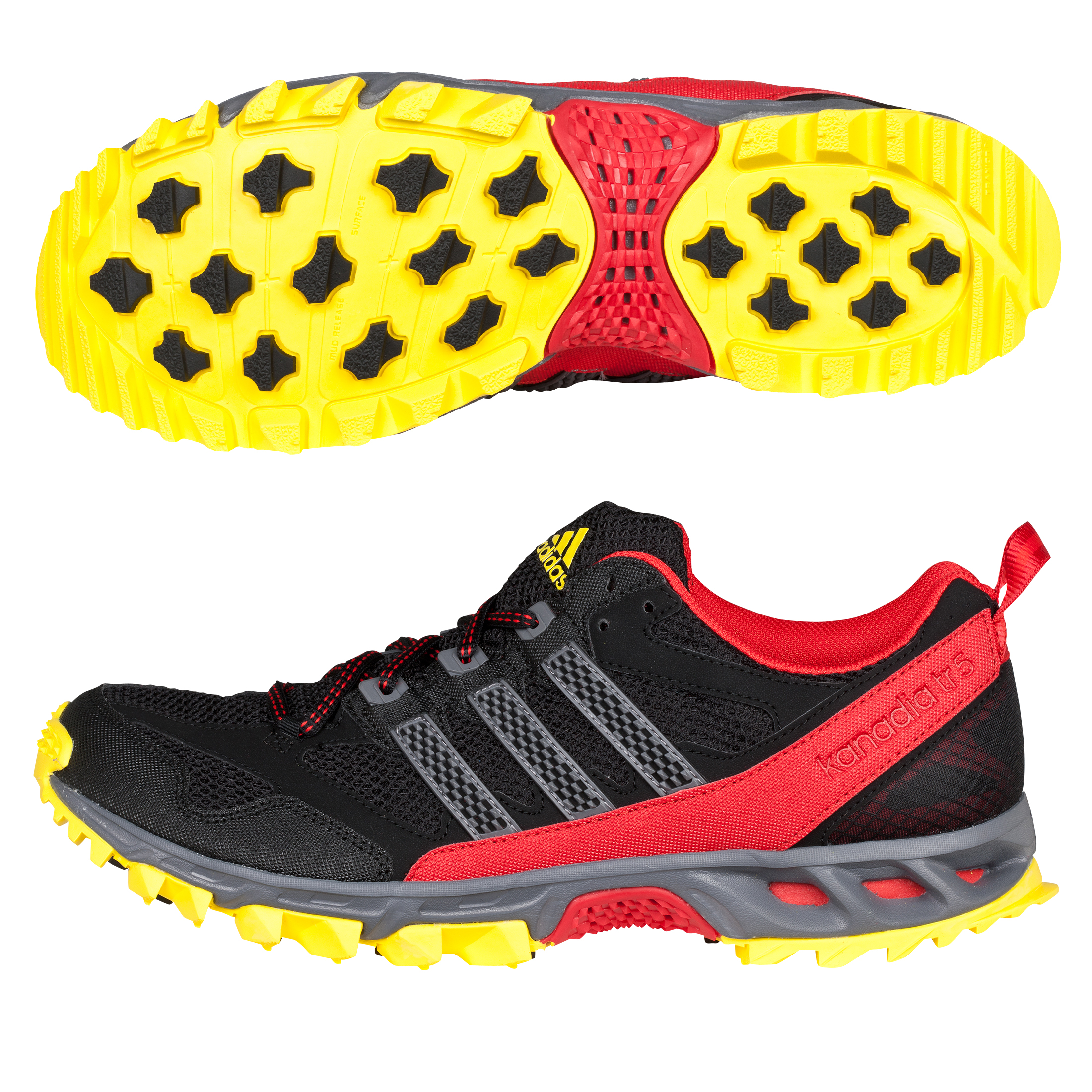 Adidas Kanadia 5 TR Running Trainers - Black/Sharp Grey/Vivid Red