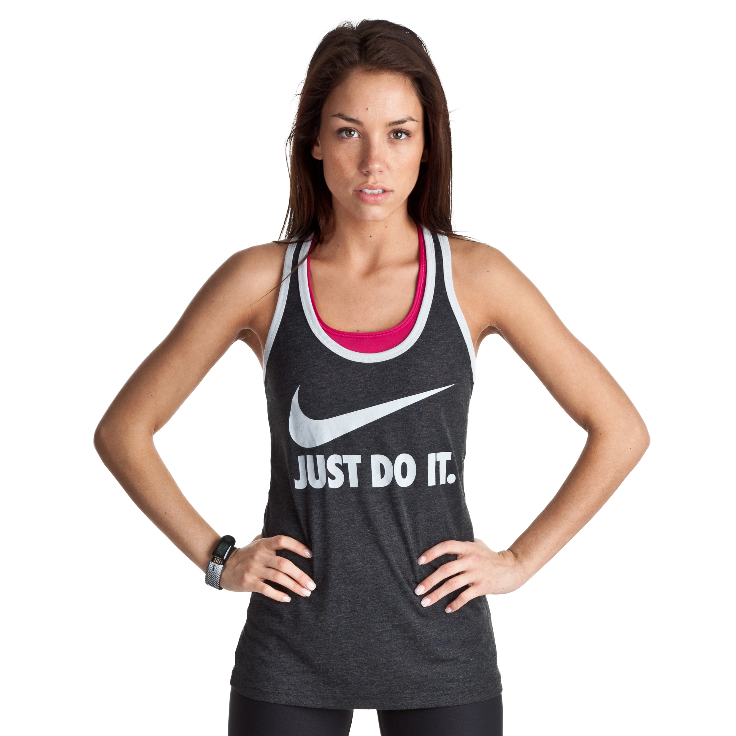 Nike 70S Swoosh Dri-Blend Racer Tank - Black Heather/Strata Grey - Womens