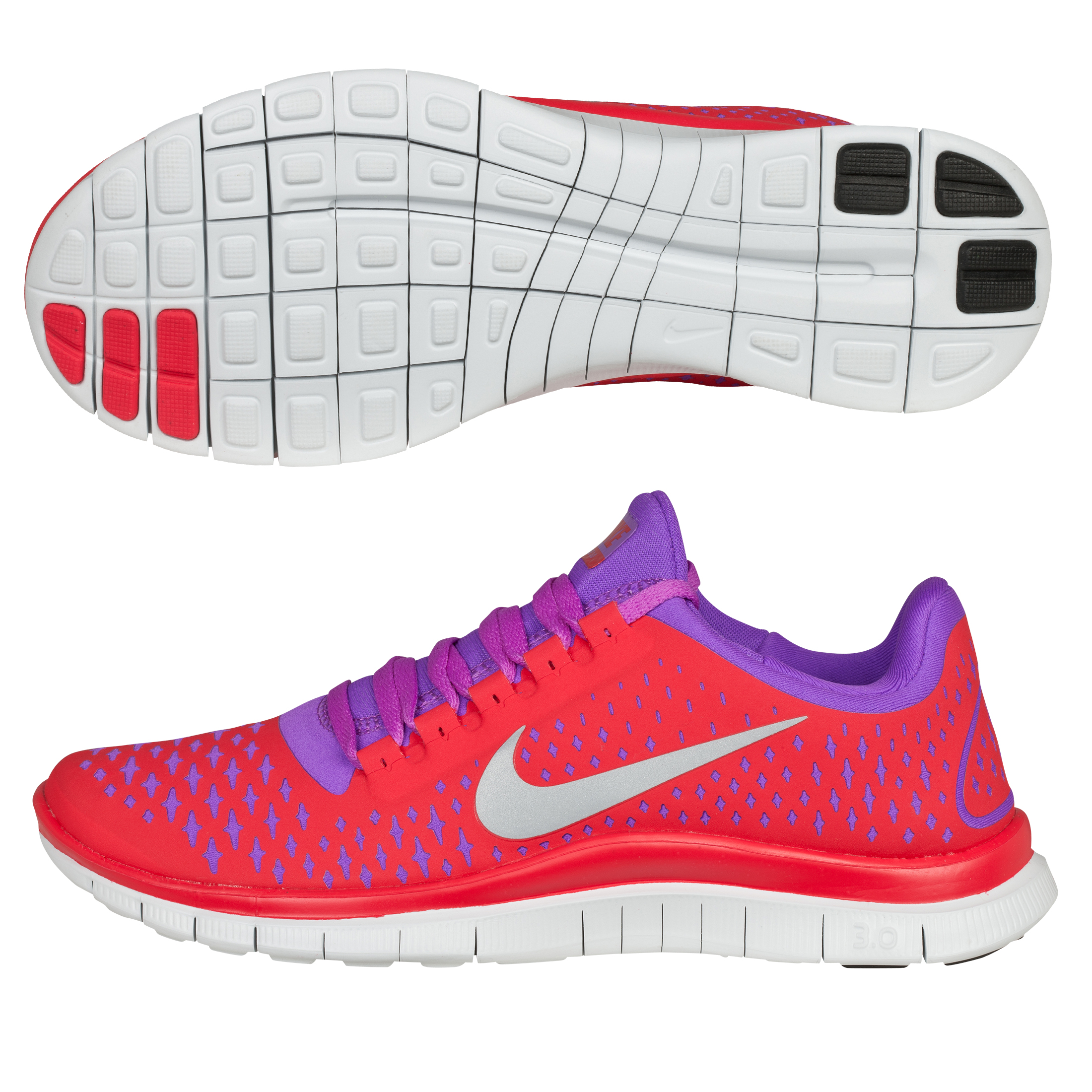 Nike Free 3.0 V4 Barefoot Trainer - Red/Reflective Silver - Womens