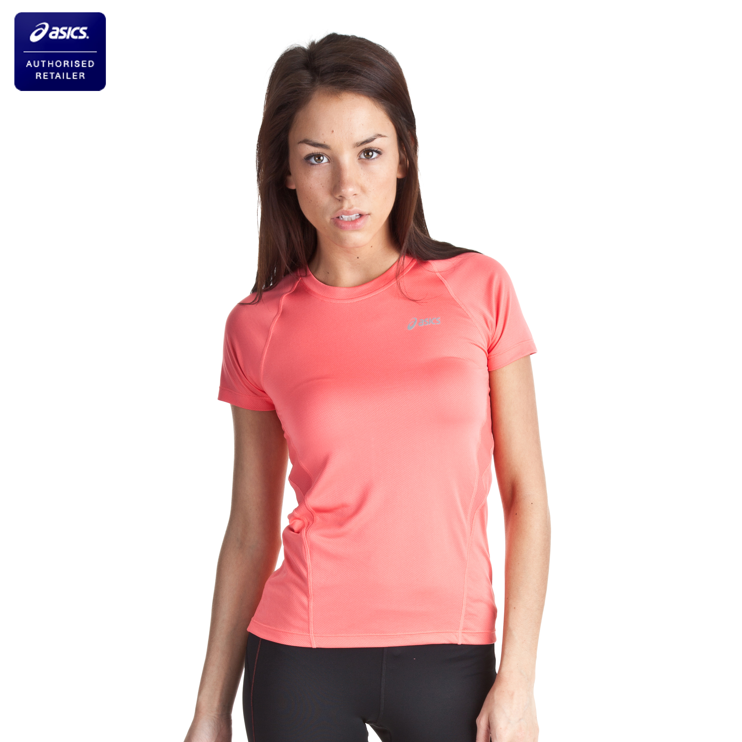 Asics Short Sleeve Crew - Coral - Womens