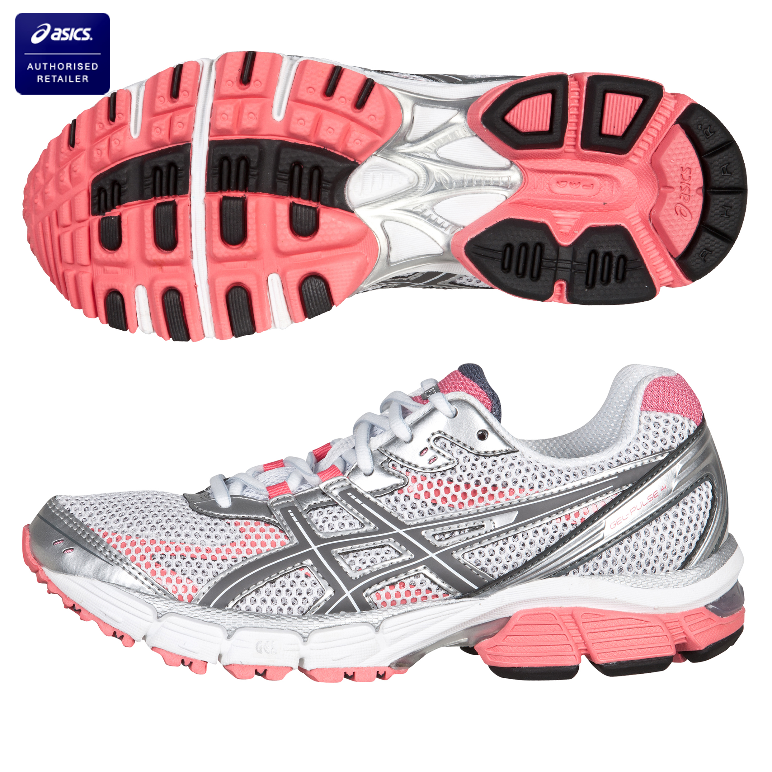 Asics Gel-Pulse 4 Trainer - White/Grey/Rose Pink - Womens