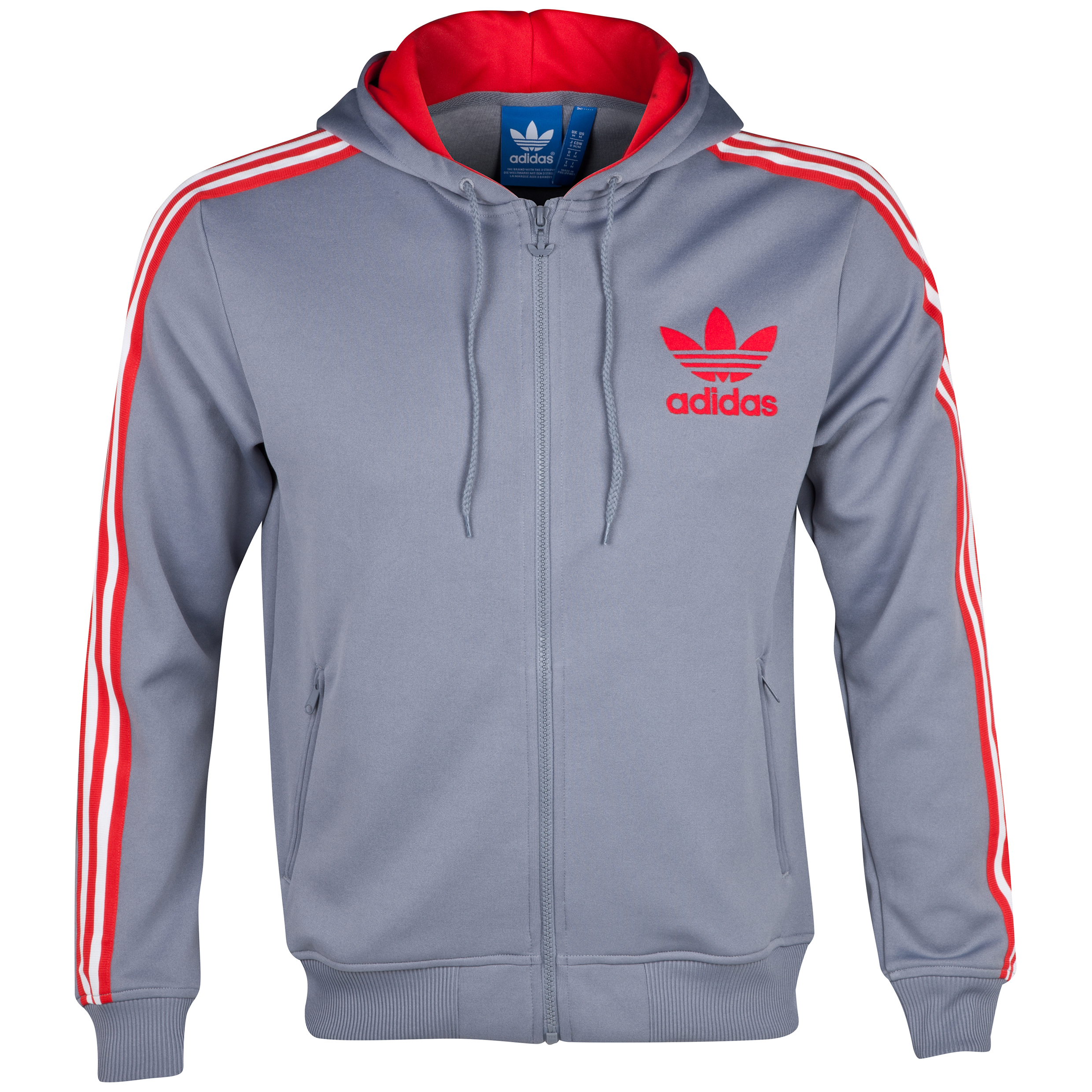 Originals Hooded Flock Track Top - Tech Grey/Vivid Red