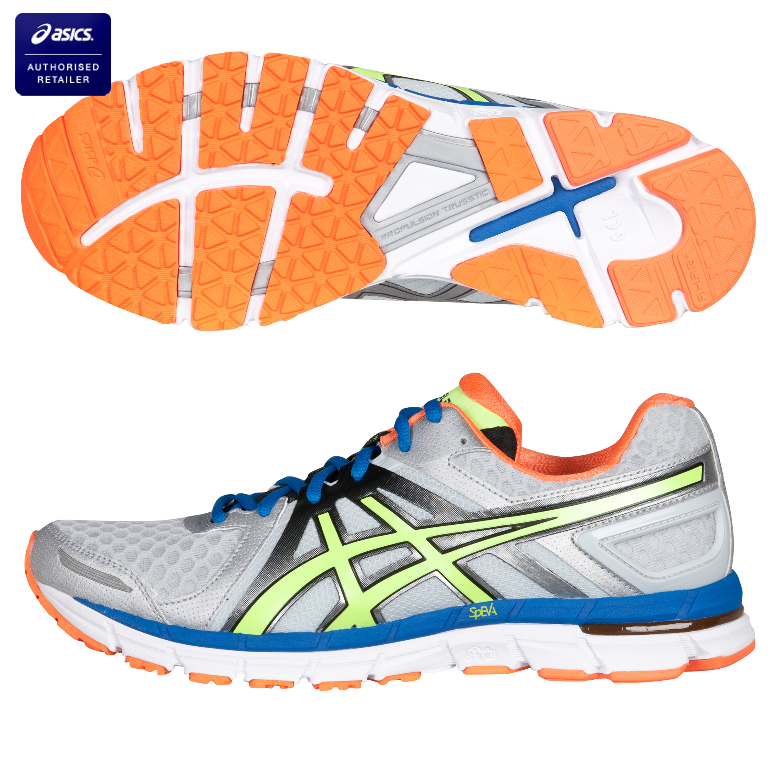 Asics Gel-Excel 33 2 Natural Running Trainers - Silver/Neon Yellow/Neon Orange