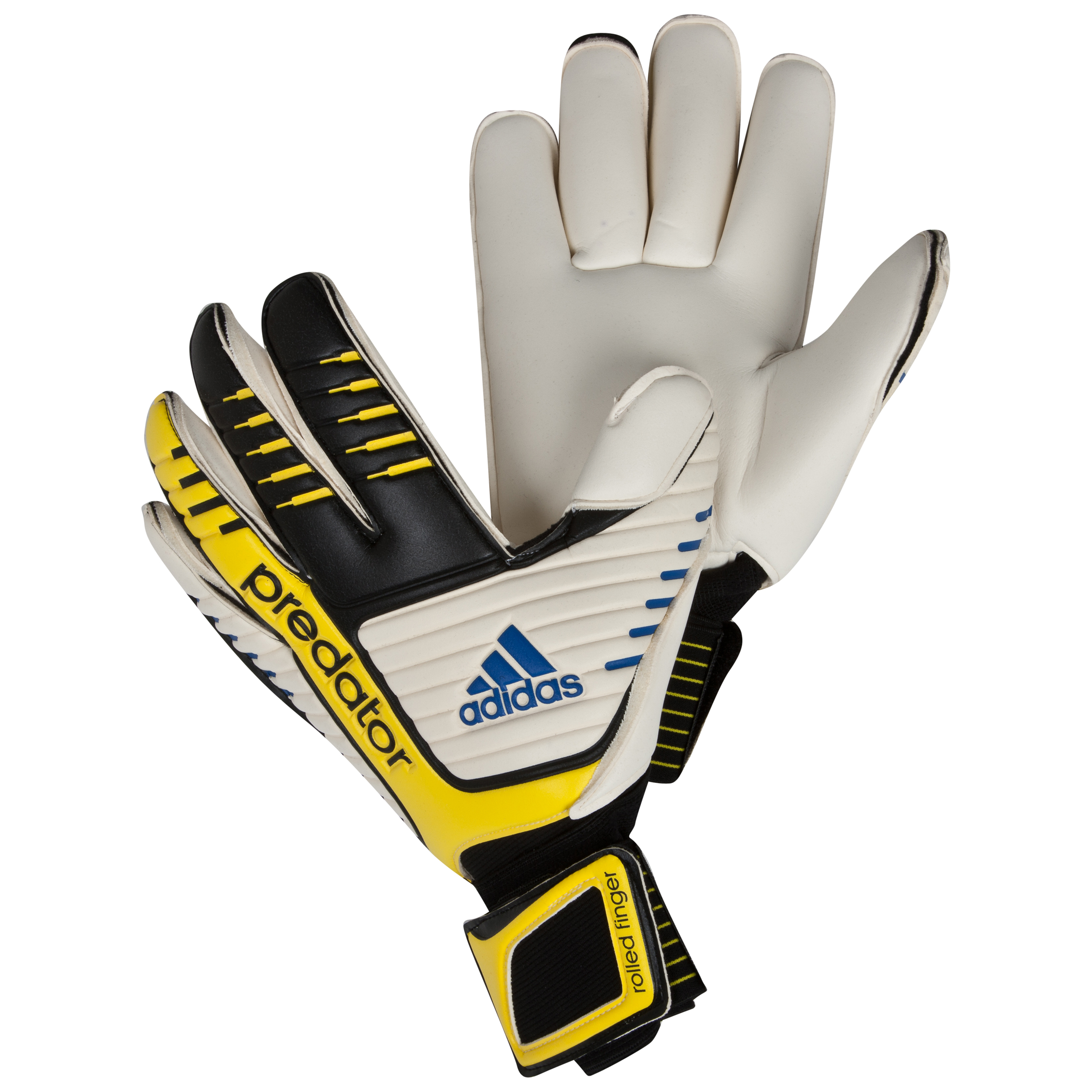 adidas Pred Roll Finger Goalkeeper Gloves - Black/White/Vivid Yellow/Prime Blue