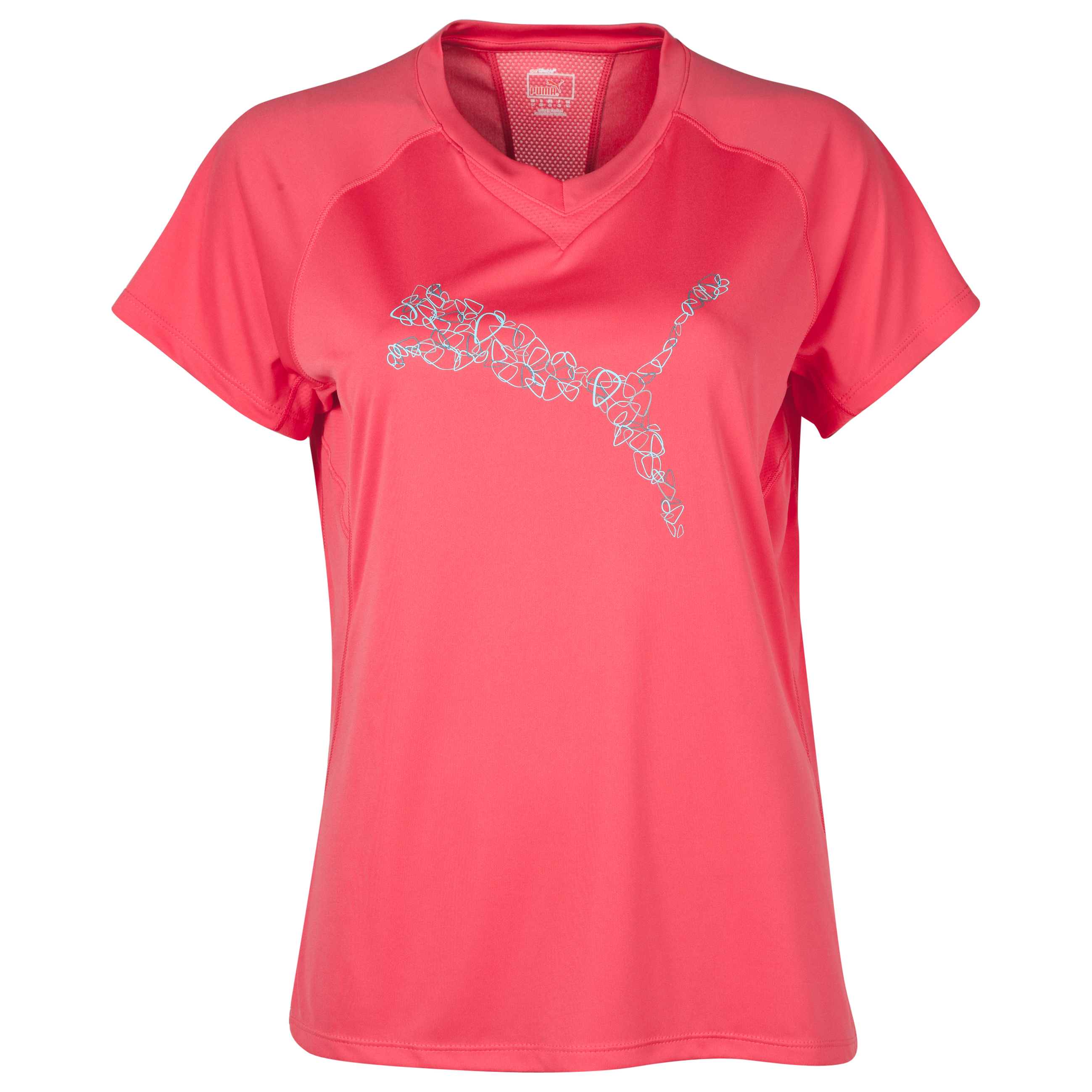 Puma Complete Running Graphic Logo Short Sleeve Tee - Hibiscus - Womens