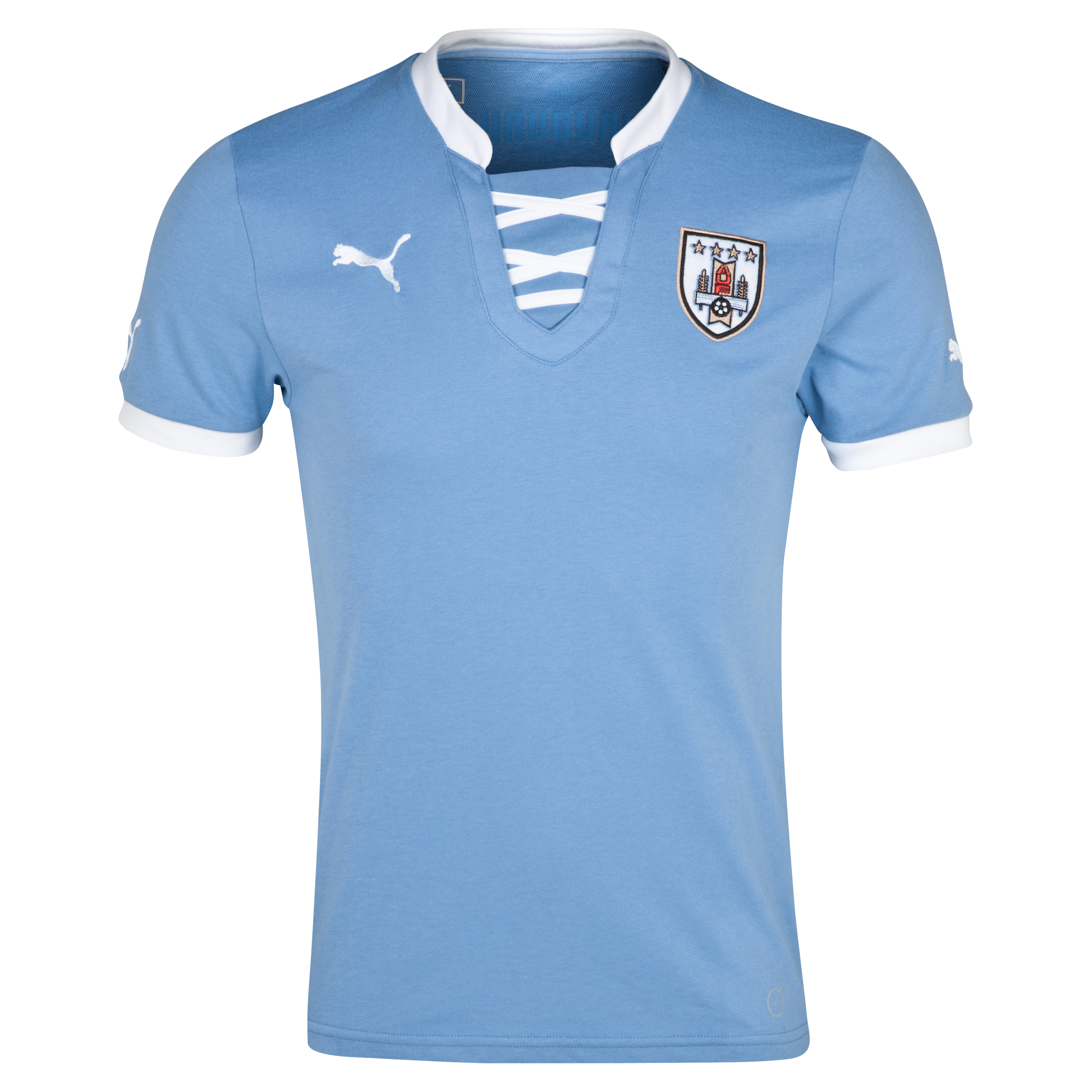 Puma Uruguay Home Shirt 2013/15 - Silver Lake Blue/White