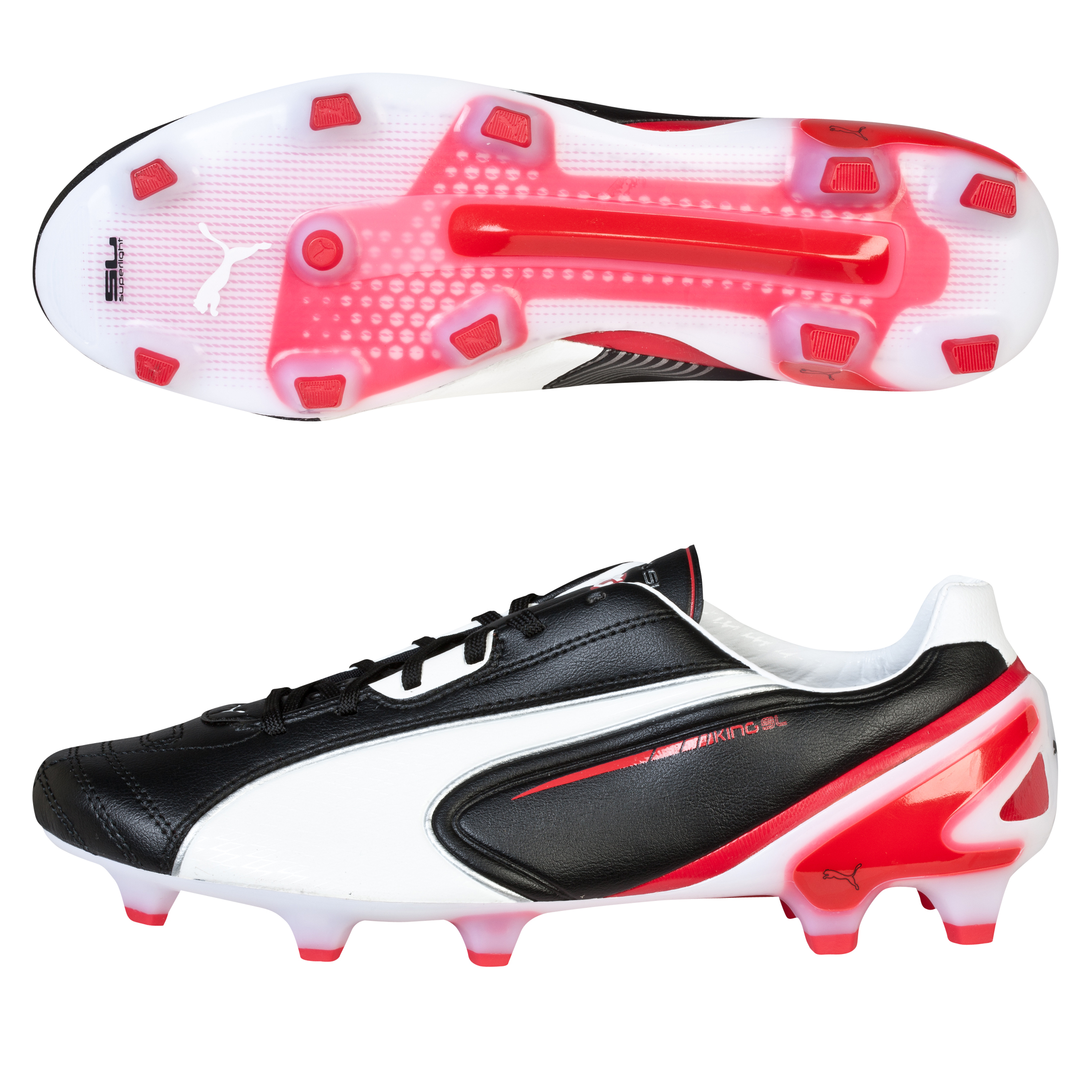 Puma King SL Firm Ground Football Boots - Black/White/Ribbon Red
