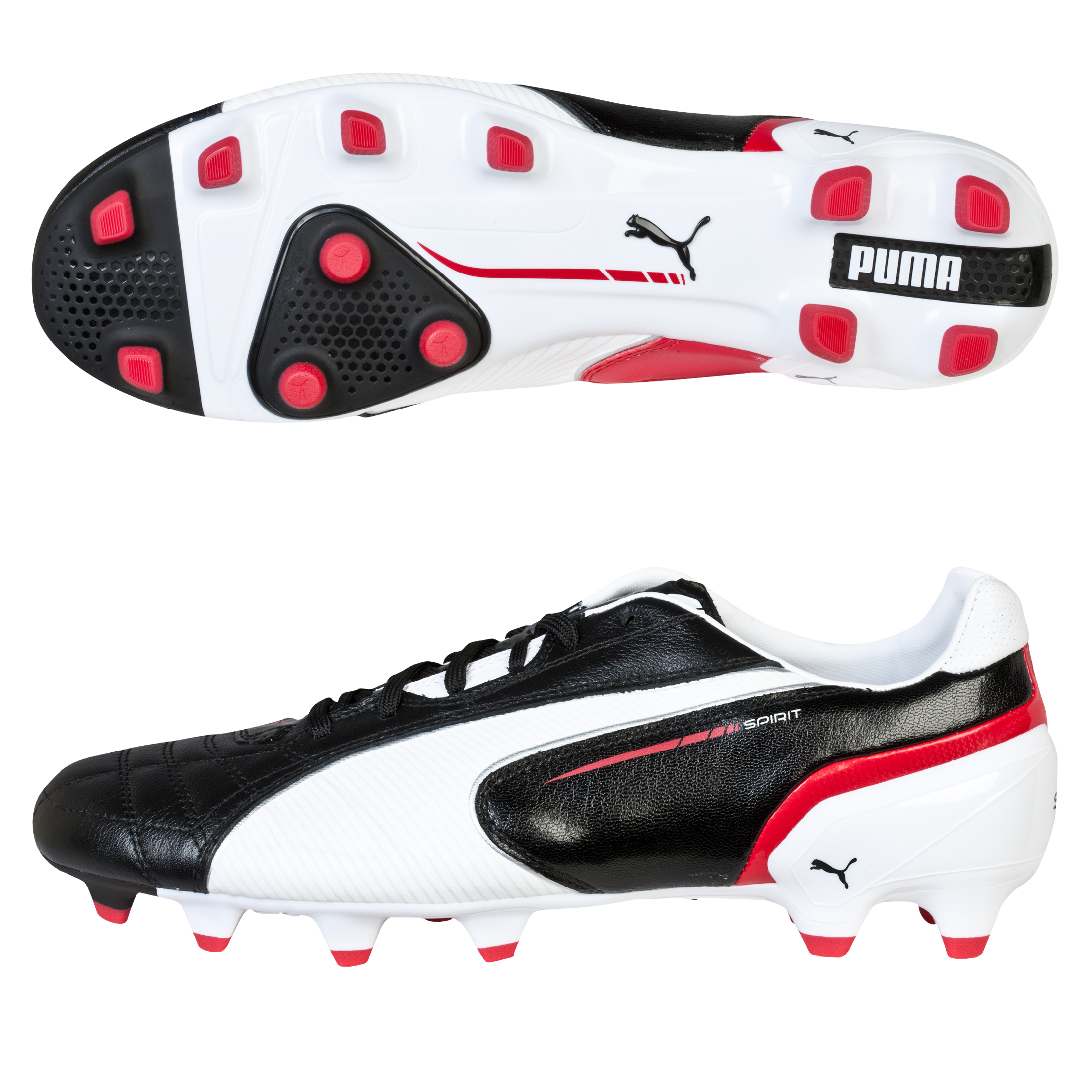 Puma Spirit Firm Ground Football Boots - Black/White/Ribbon Red