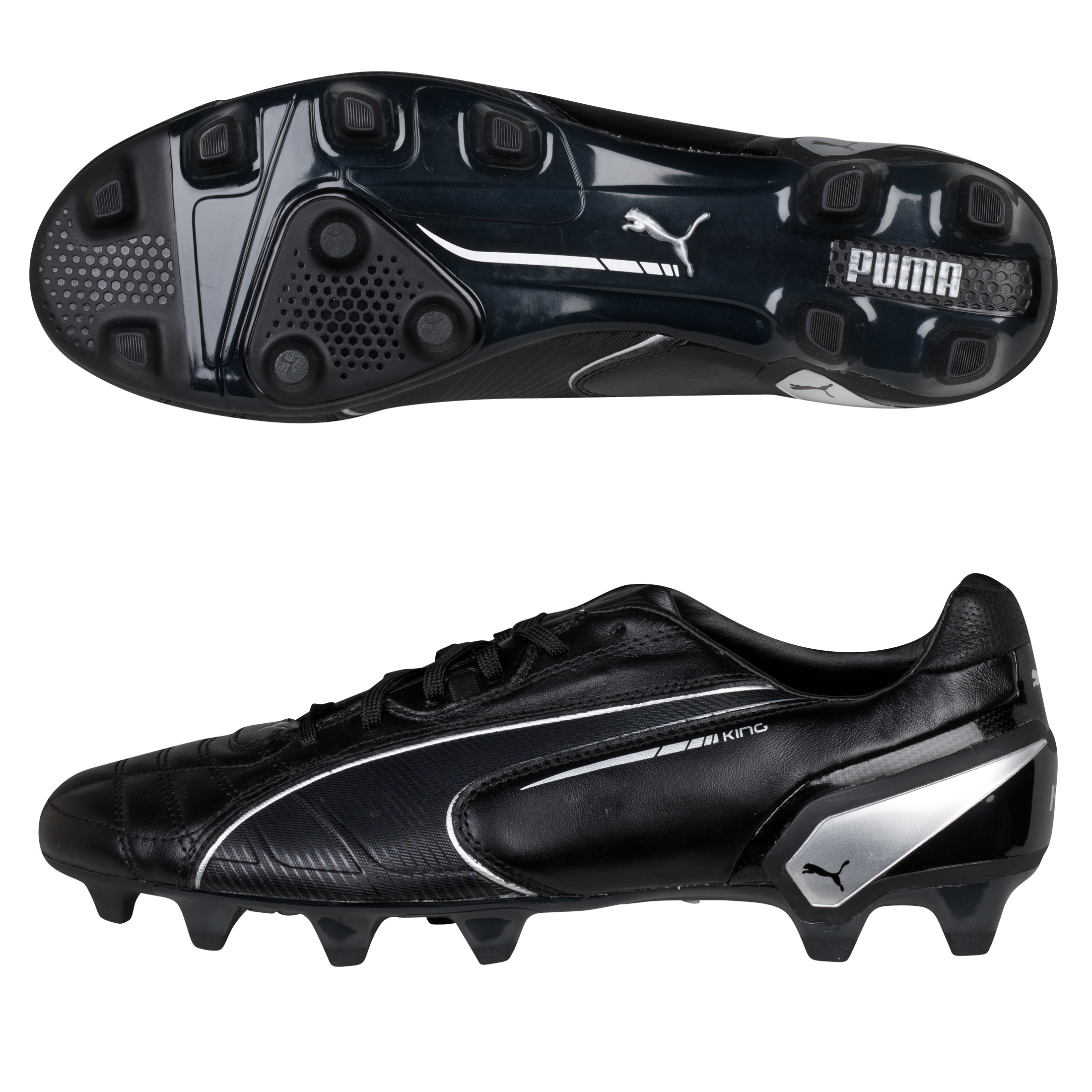Puma King Firm Ground Football Boots - Black/Black/Puma Silver