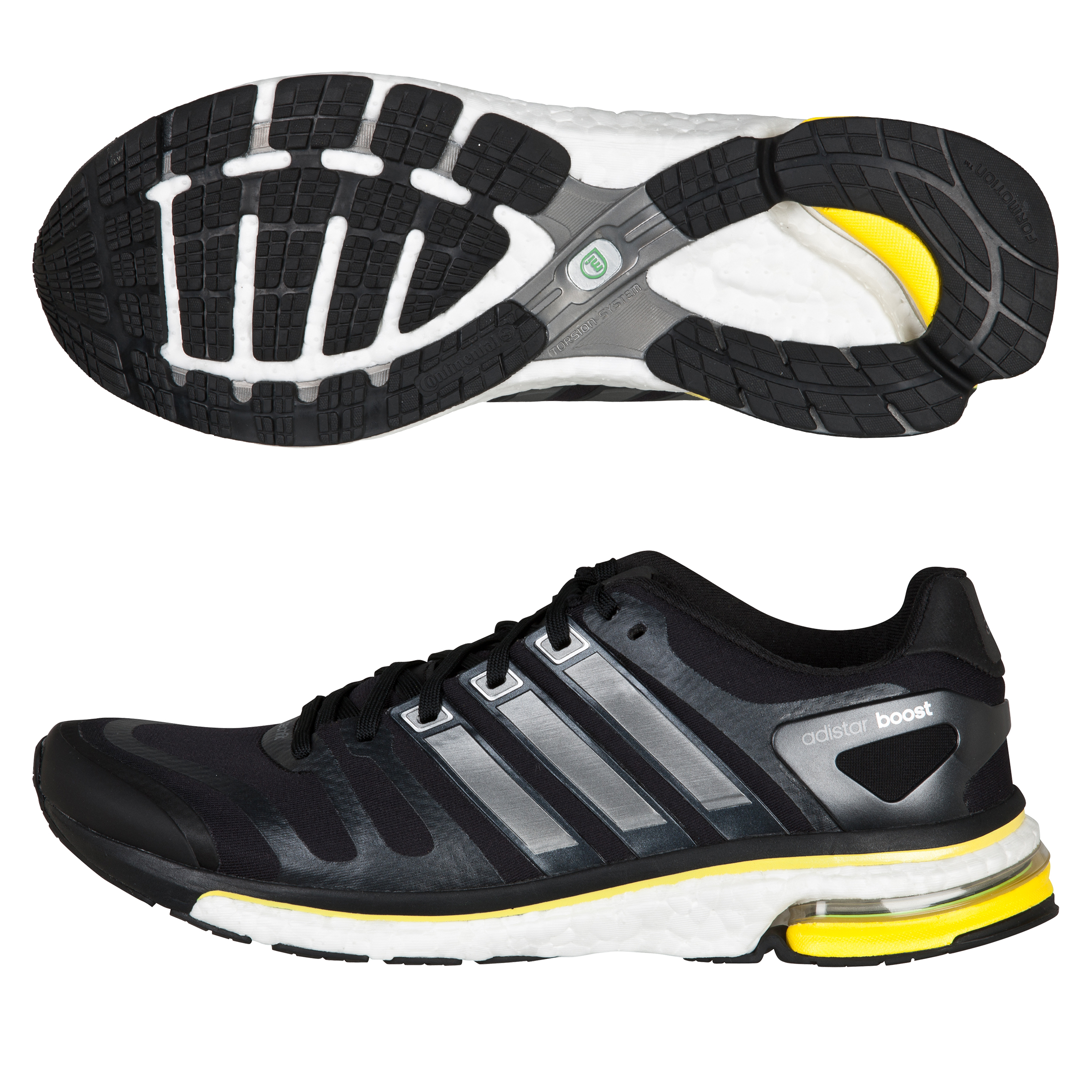 adidas Adistar Boost Running Trainers - Black/Neo Iron/Vivid Yellow