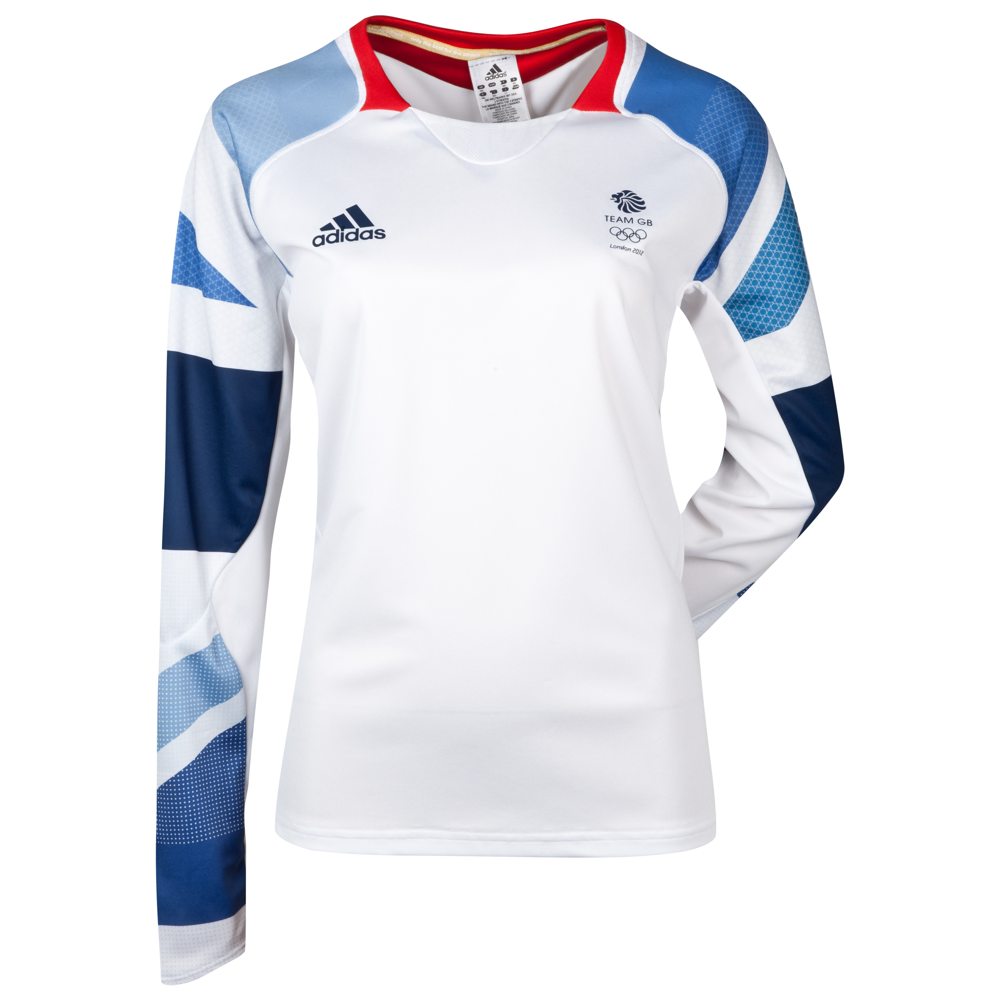 adidas Team GB Long Sleeve Climacool Perf T-Shirt - Womens - White/Vivid Red