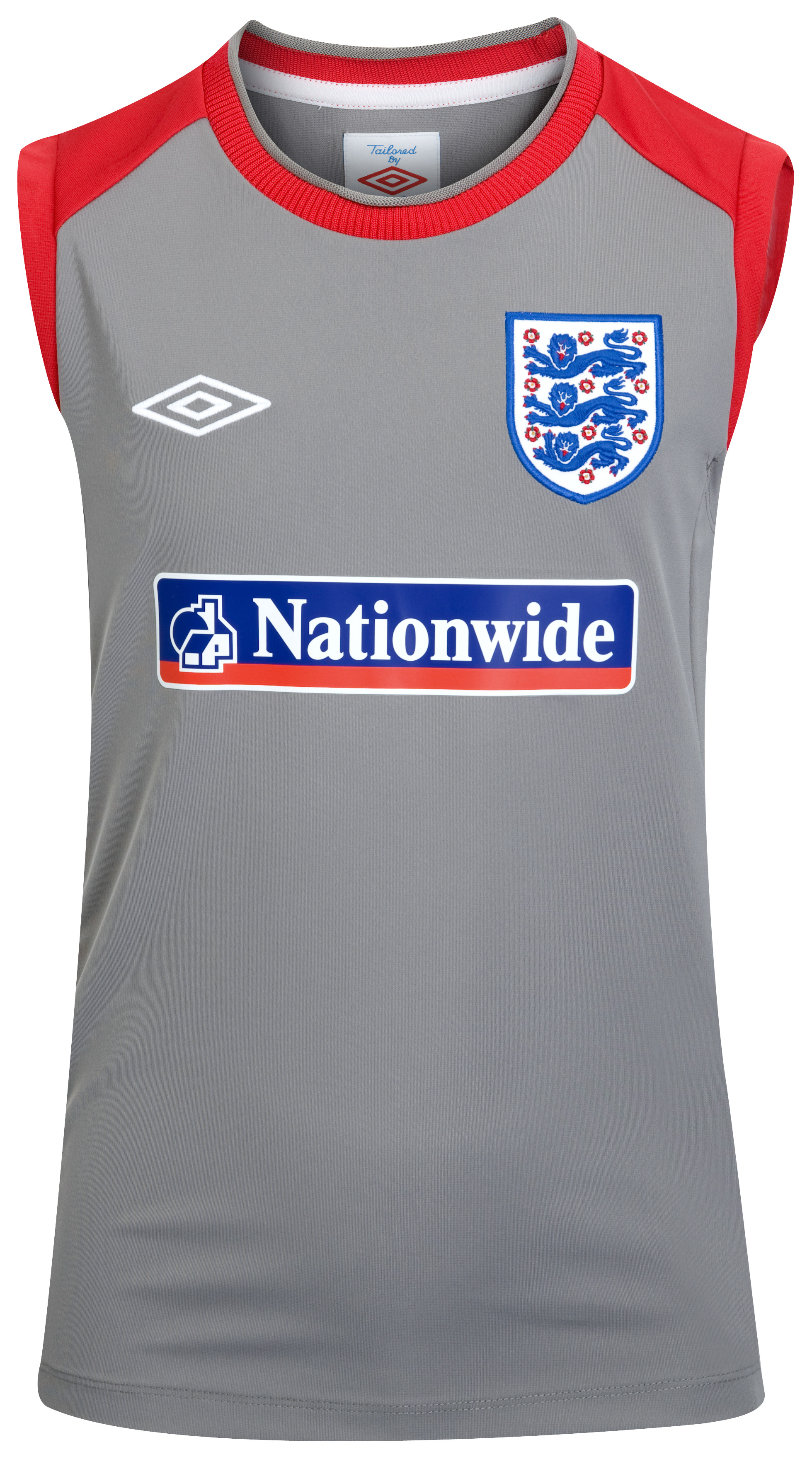 England Home 2009/11 Training Jersey - Sleeveless - Iron/Vermillion - Kids
