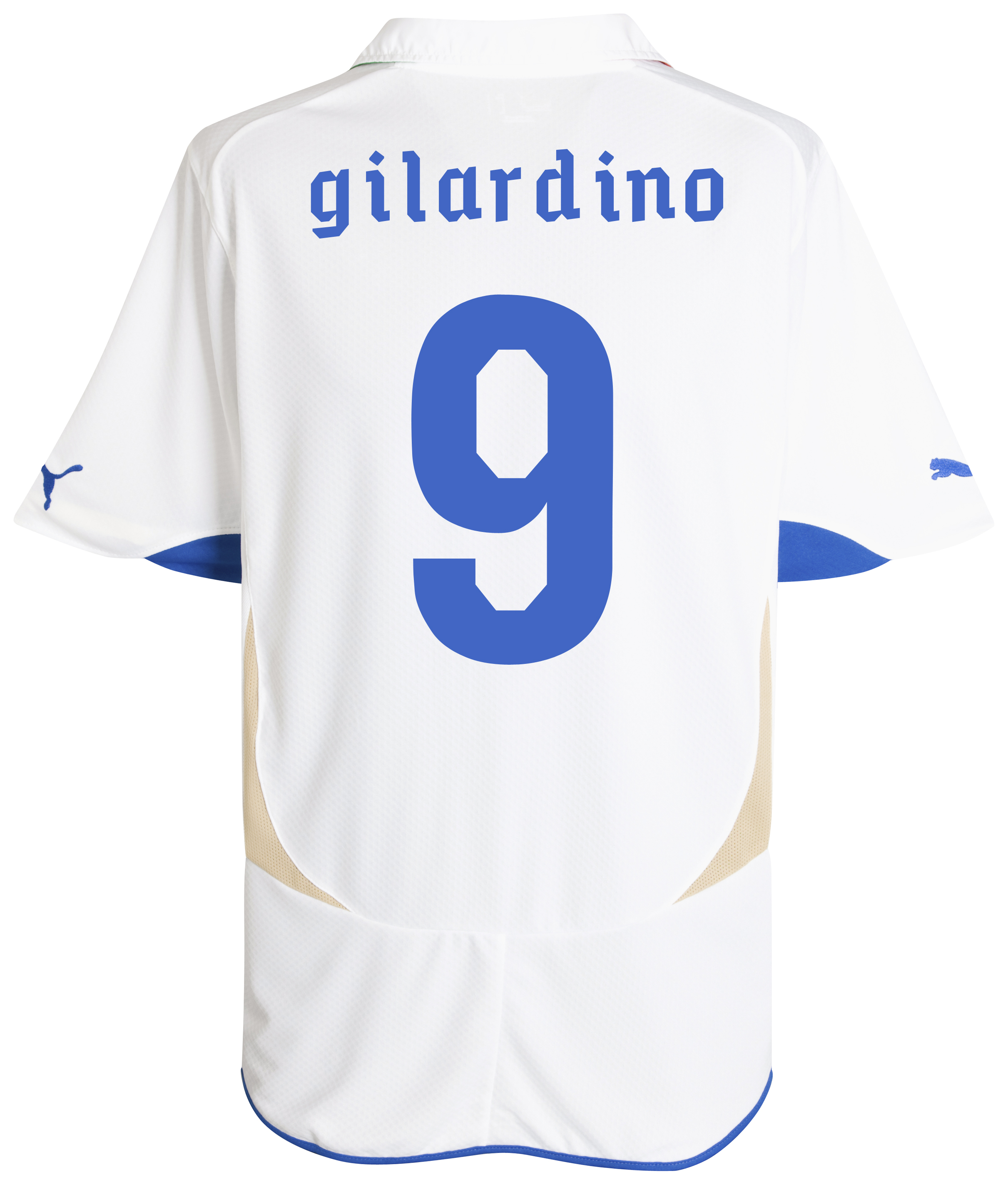 Italy Away Shirt 2010/11 - White with Gilardino 9 printing.
 