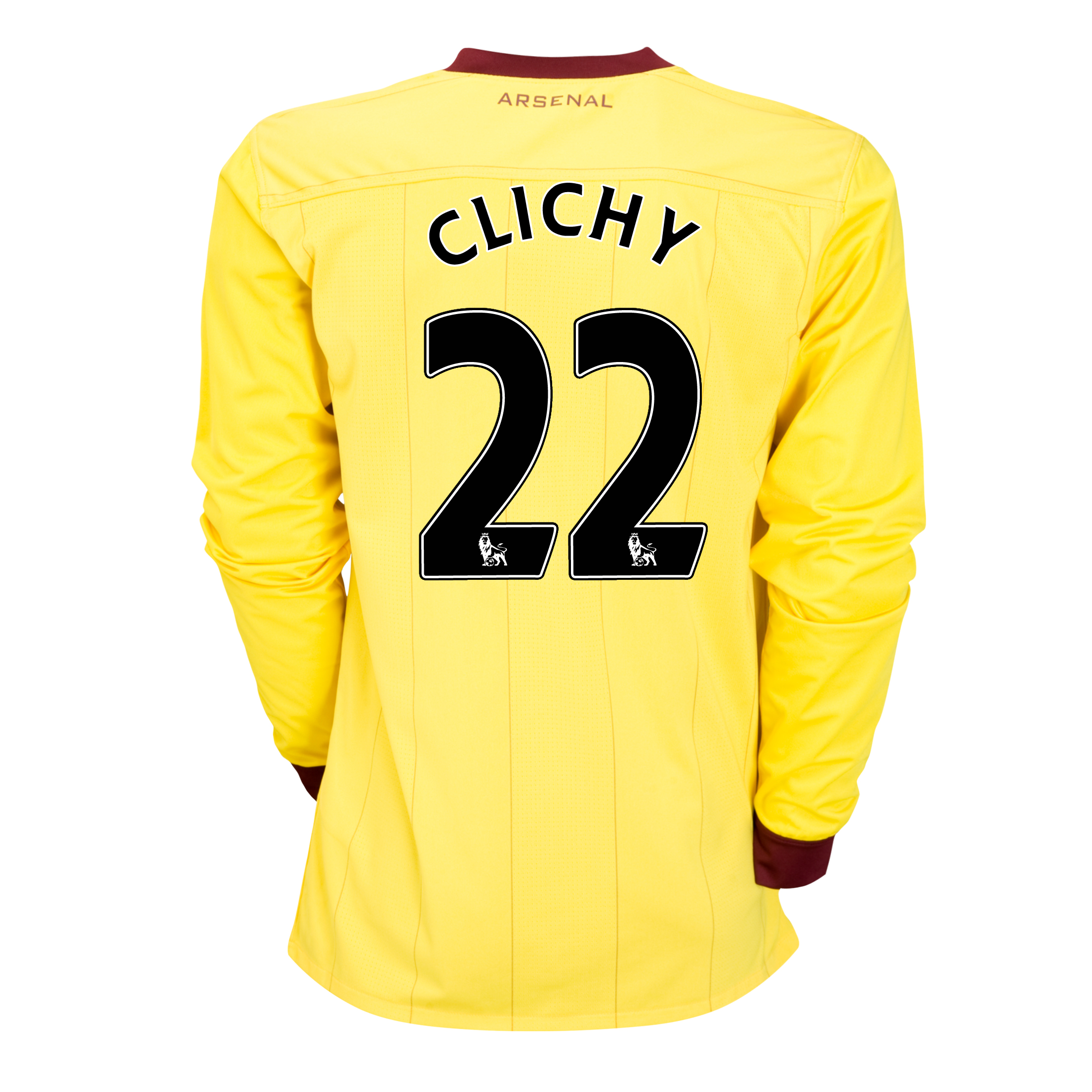 Arsenal Away Shirt 2010 11 With Clichy 22 Printing Long Sleeved