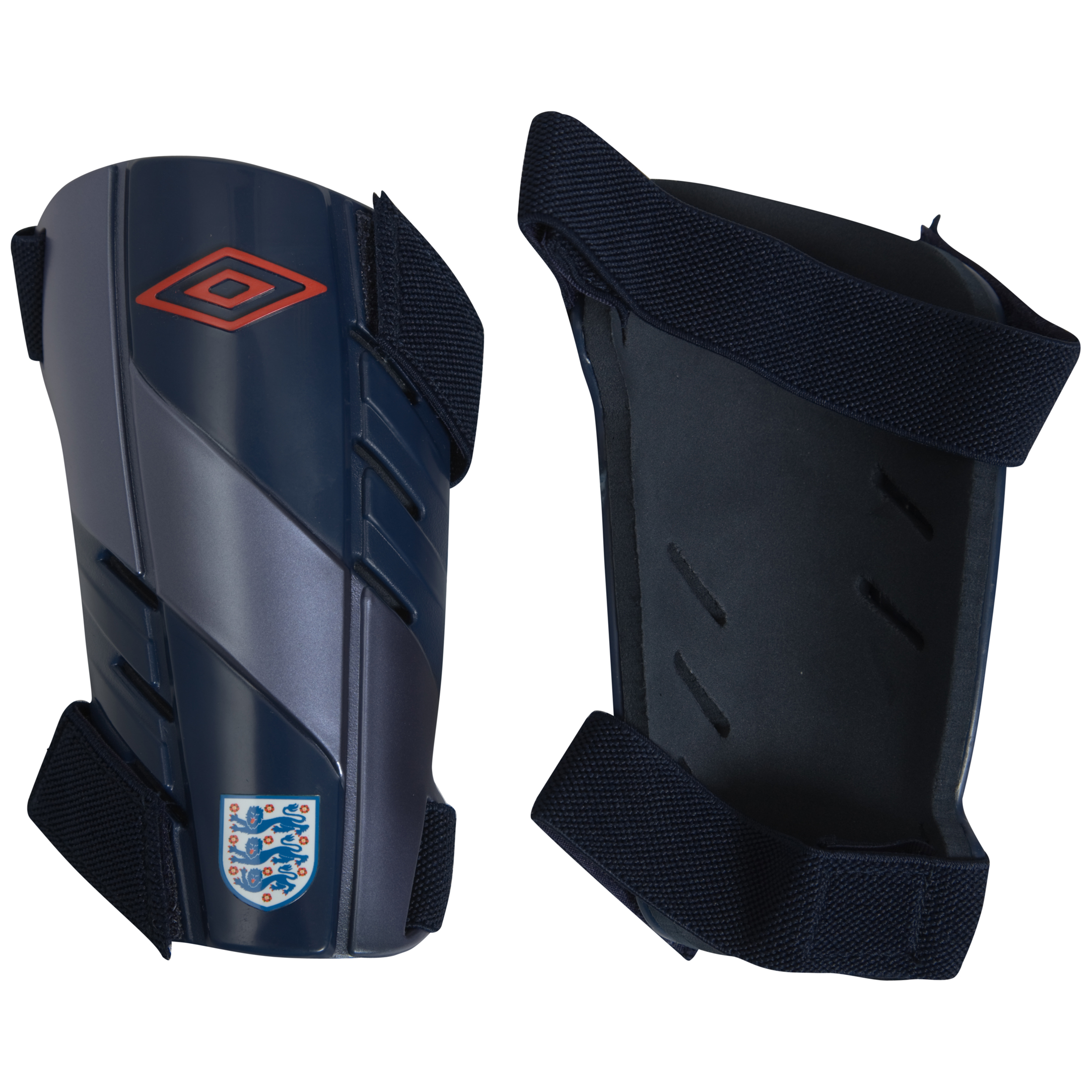 England Cup Shin Pads - Dark Navy/Blue Indigo/High Risk Red.