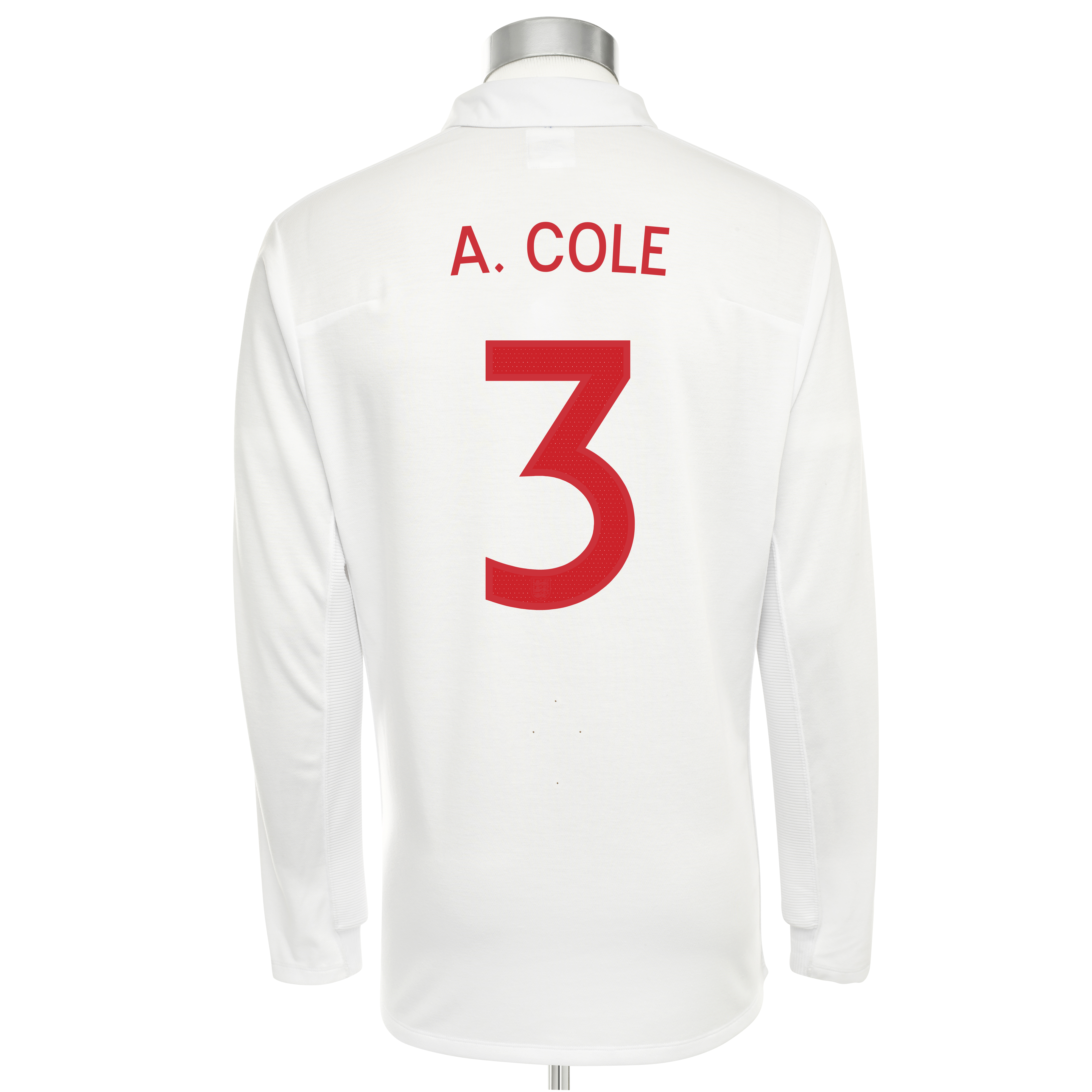 England Home Shirt 2009/10 with A.Cole 3 printing - Long Sleeved - Kids Small Image