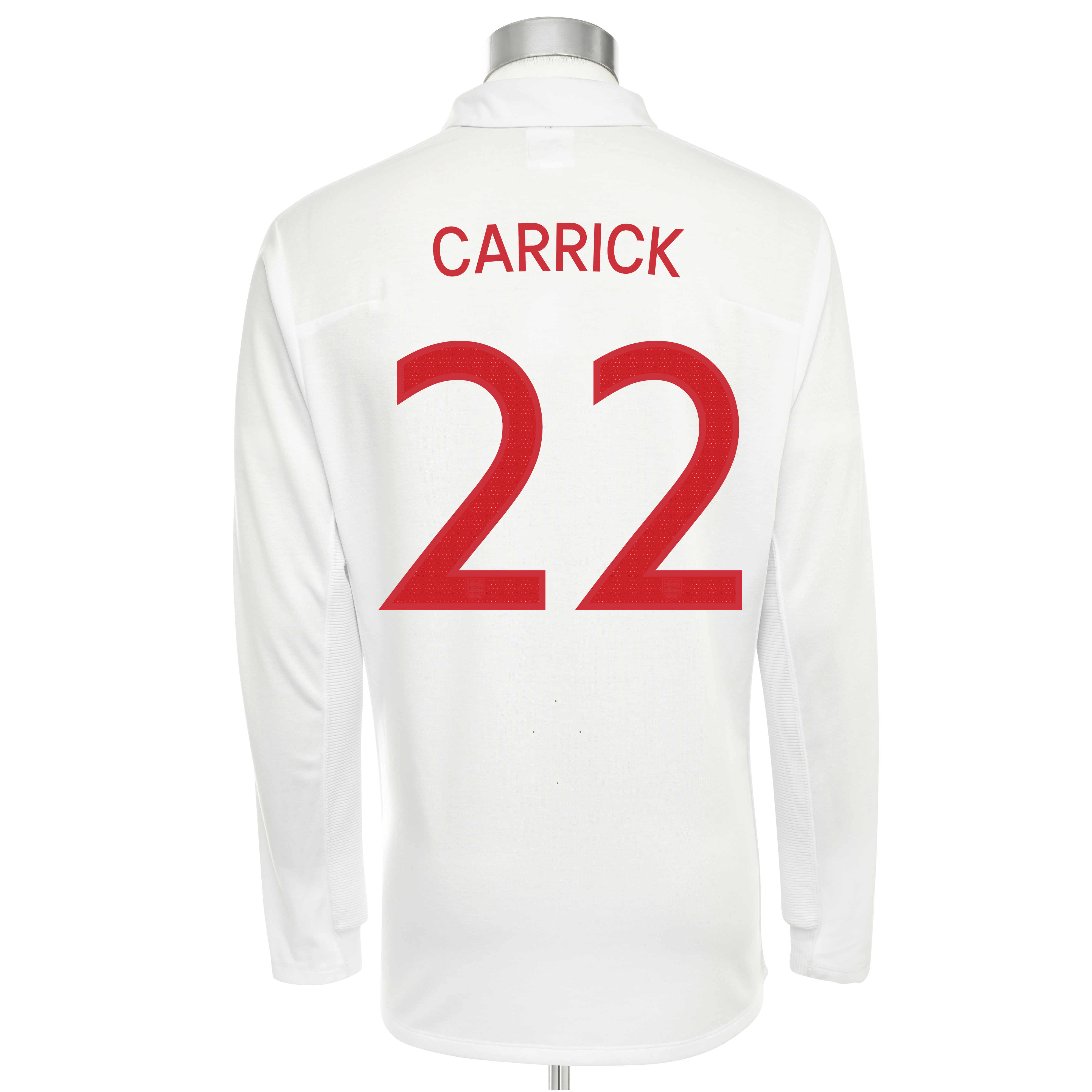 England Home Shirt 2009/10 with Carrick 22 printing - L/S - Kids