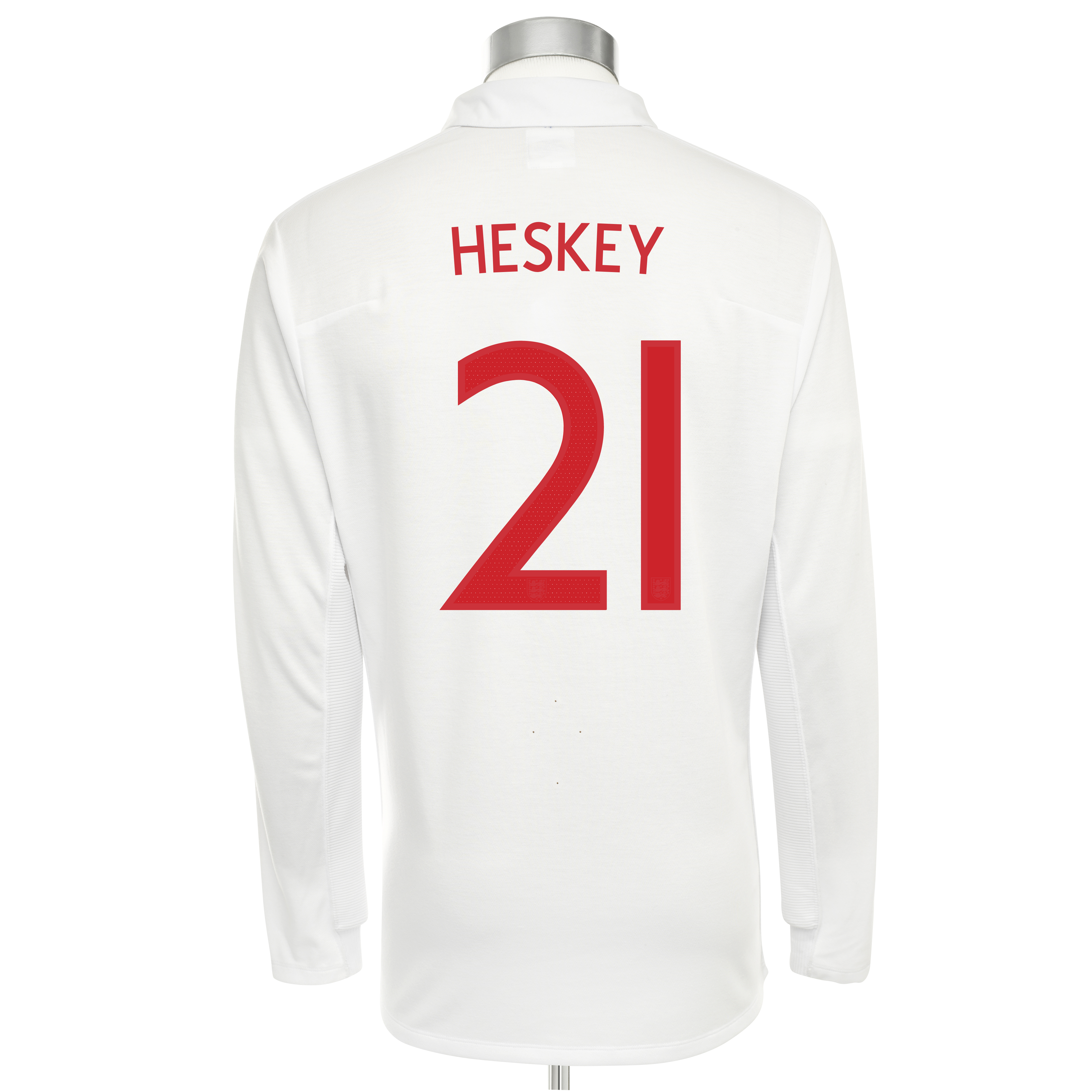 England Home Shirt 2009/10 with Heskey 21 printing - L/S - Kids