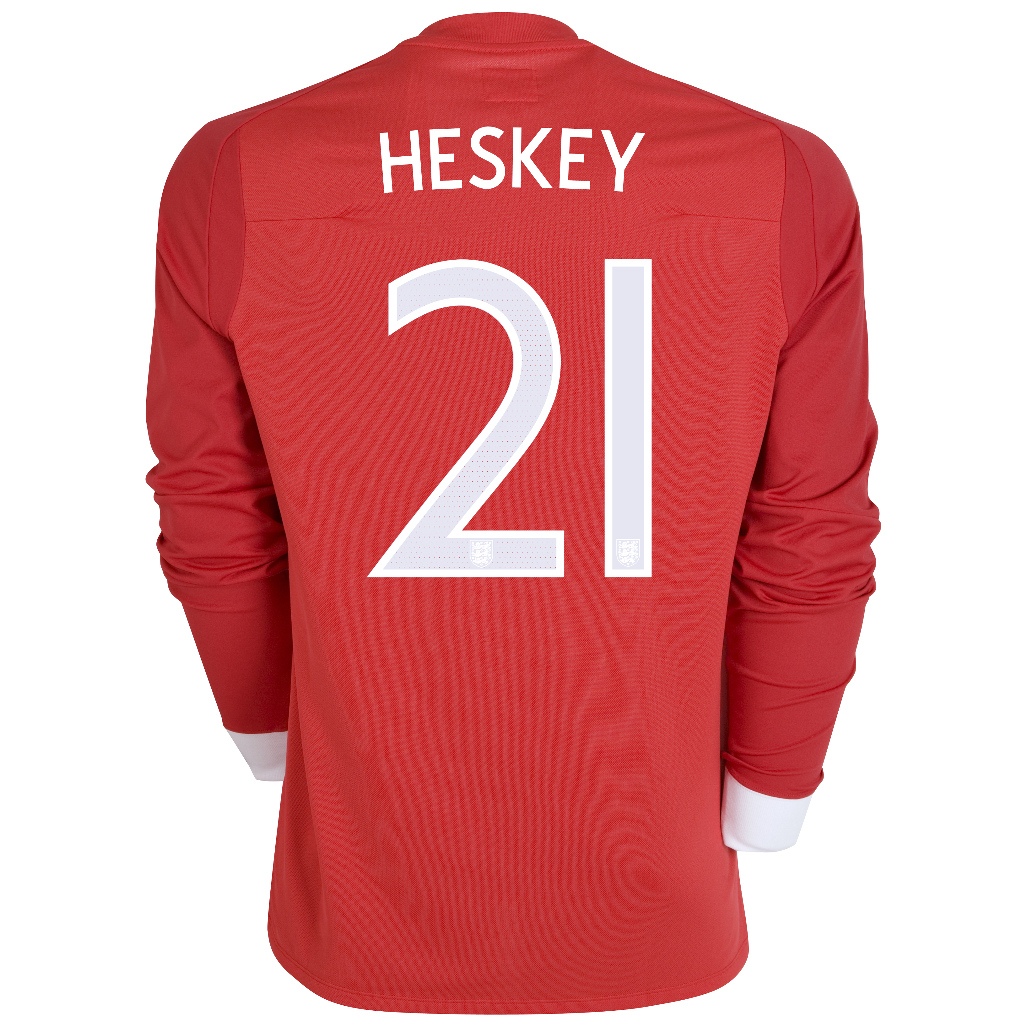 England Away Shirt 2010/12 with Heskey 21 printing - L/S - Kids