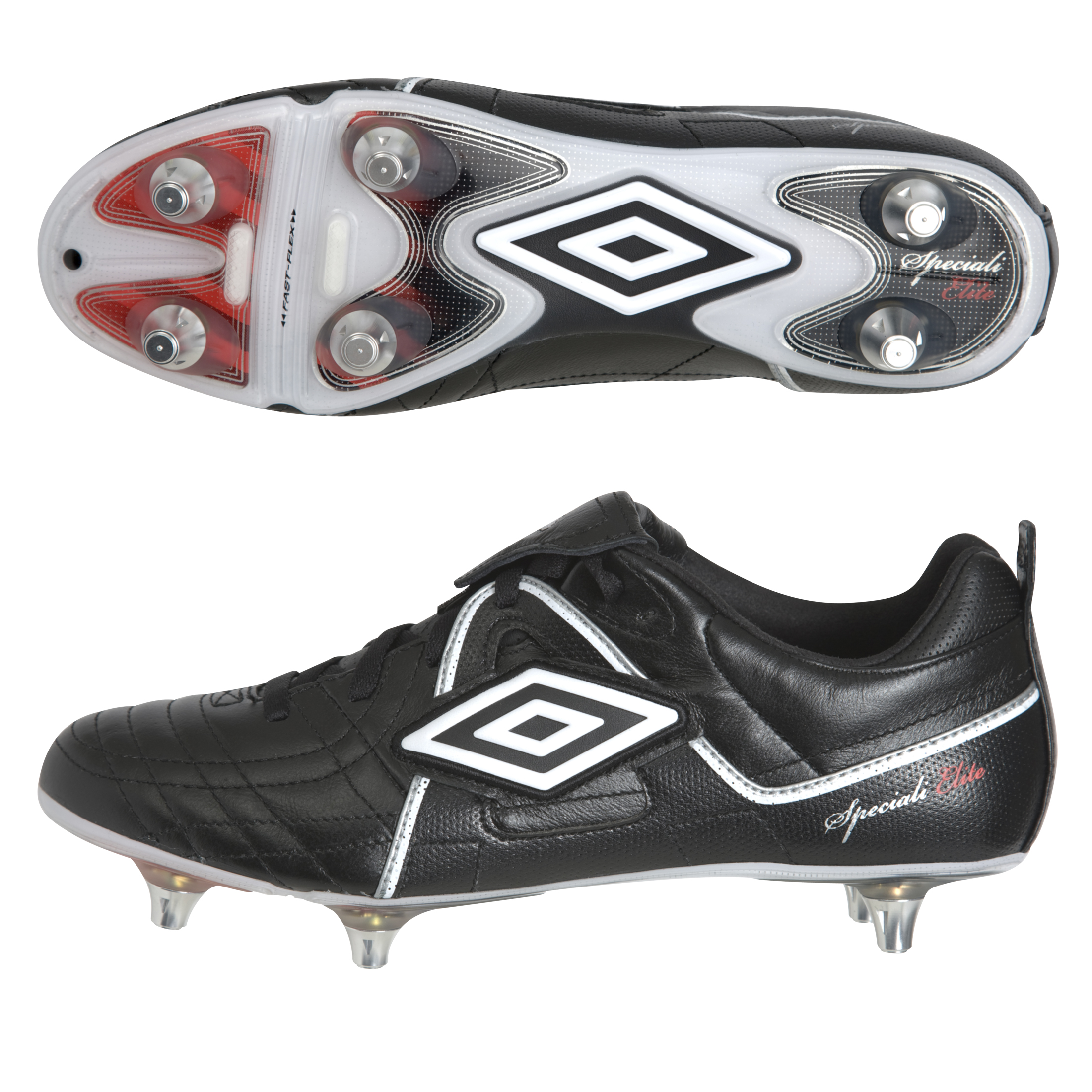 Umbro Speciali Elite Soft Ground Football Boots - Black/White/Silver.