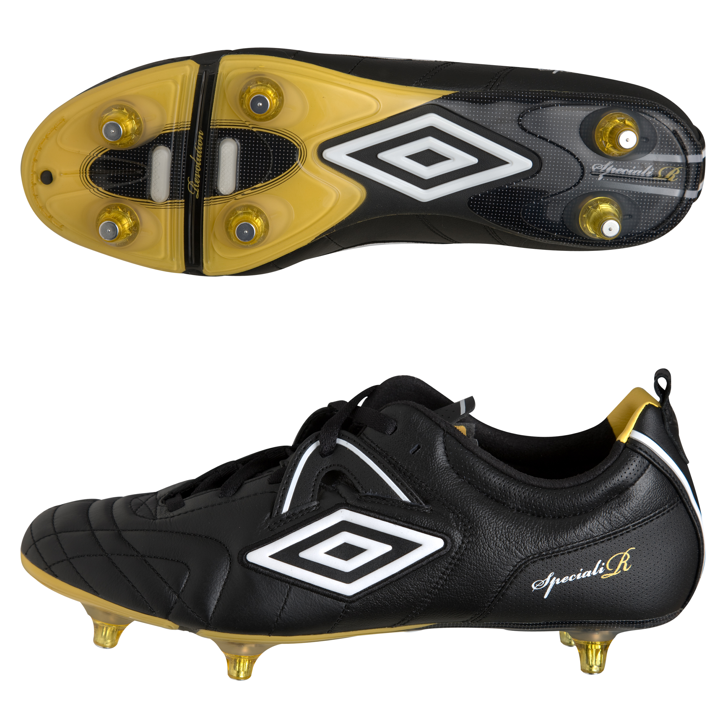 Umbro Speciali R Pro Soft Ground Football Boots - Black/White/Yellow.