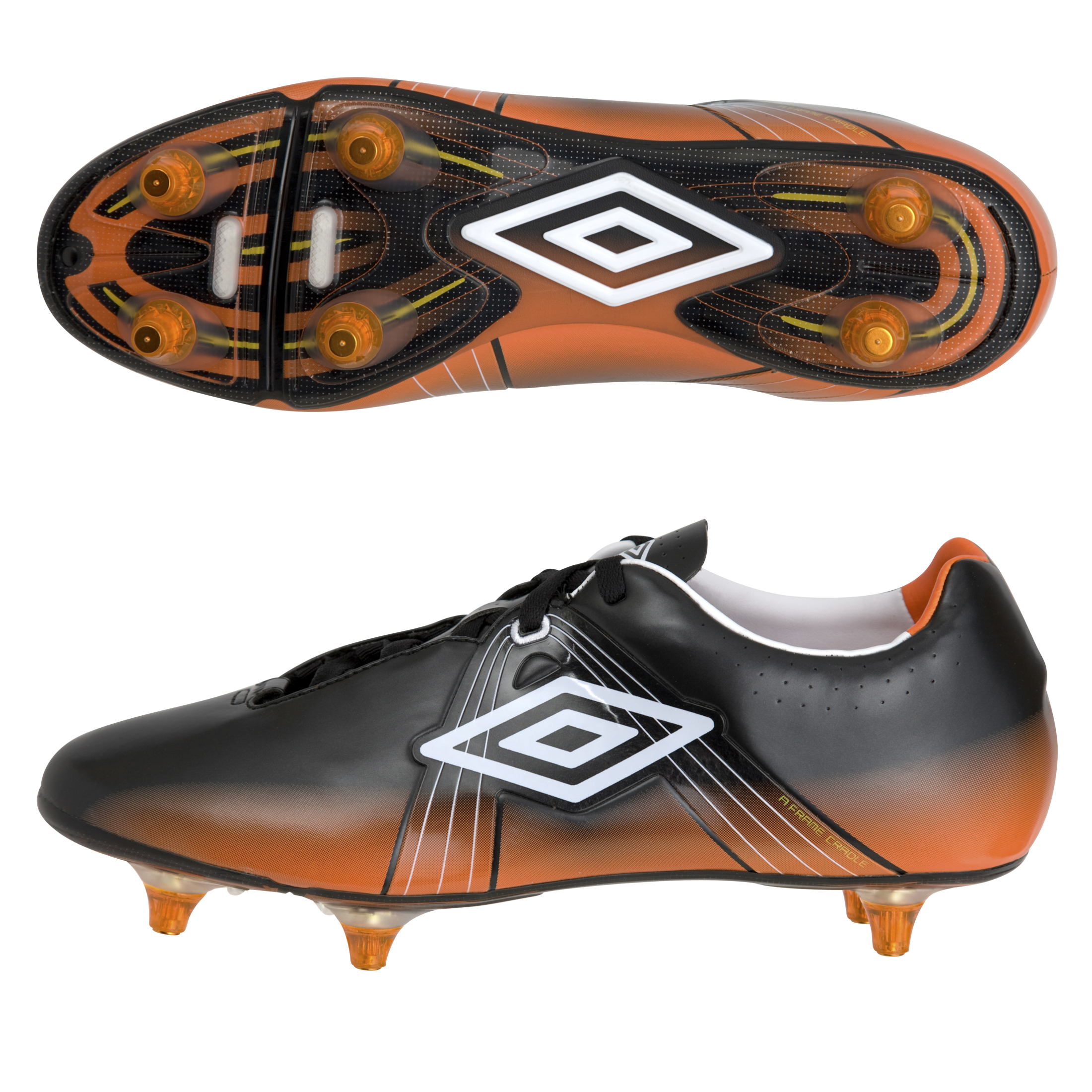 Umbro GT Pro Soft Ground Football Boots - Black/White/Orange.