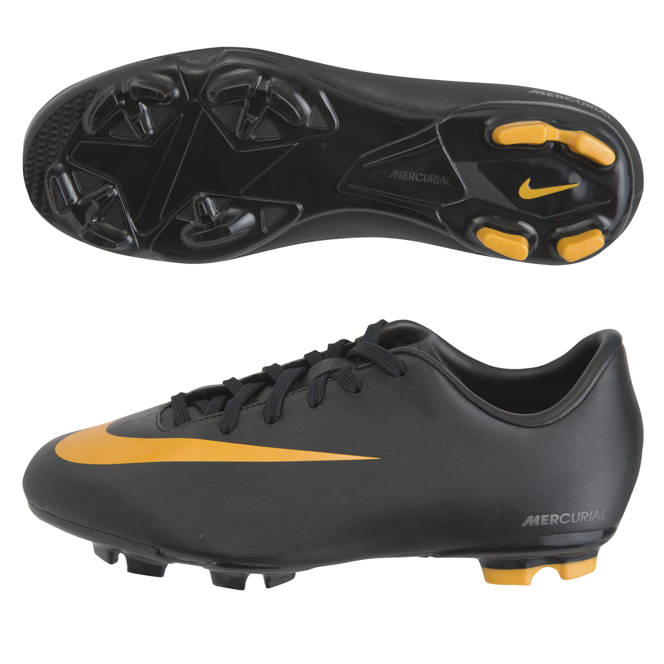 Nike Mercurial Victory Firm Ground Football Boots - Black/Circuit Orange/Black - Kids.