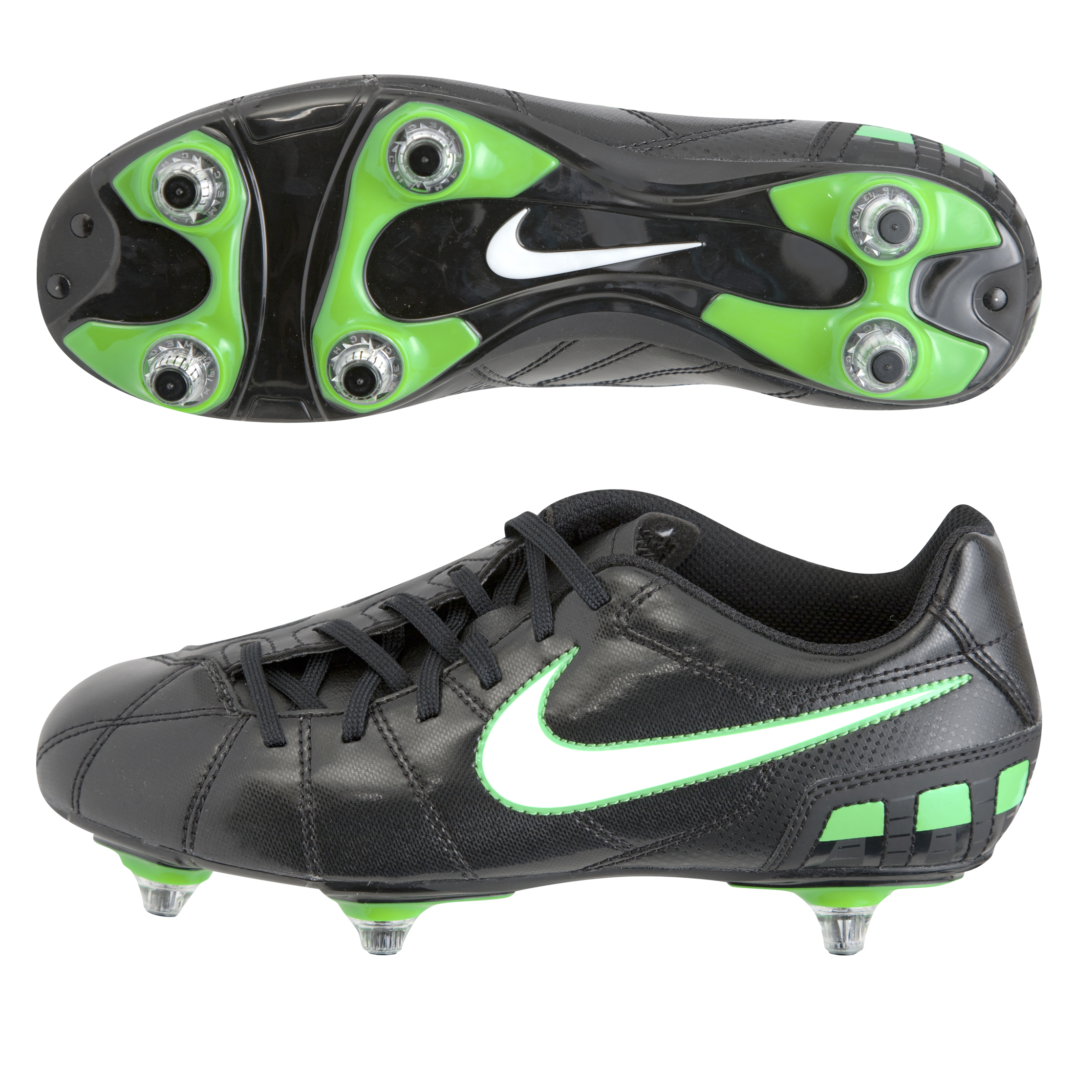 Nike Total90 Shoot III Soft Ground Football Boots - Black/White/Electric Green- Kids.