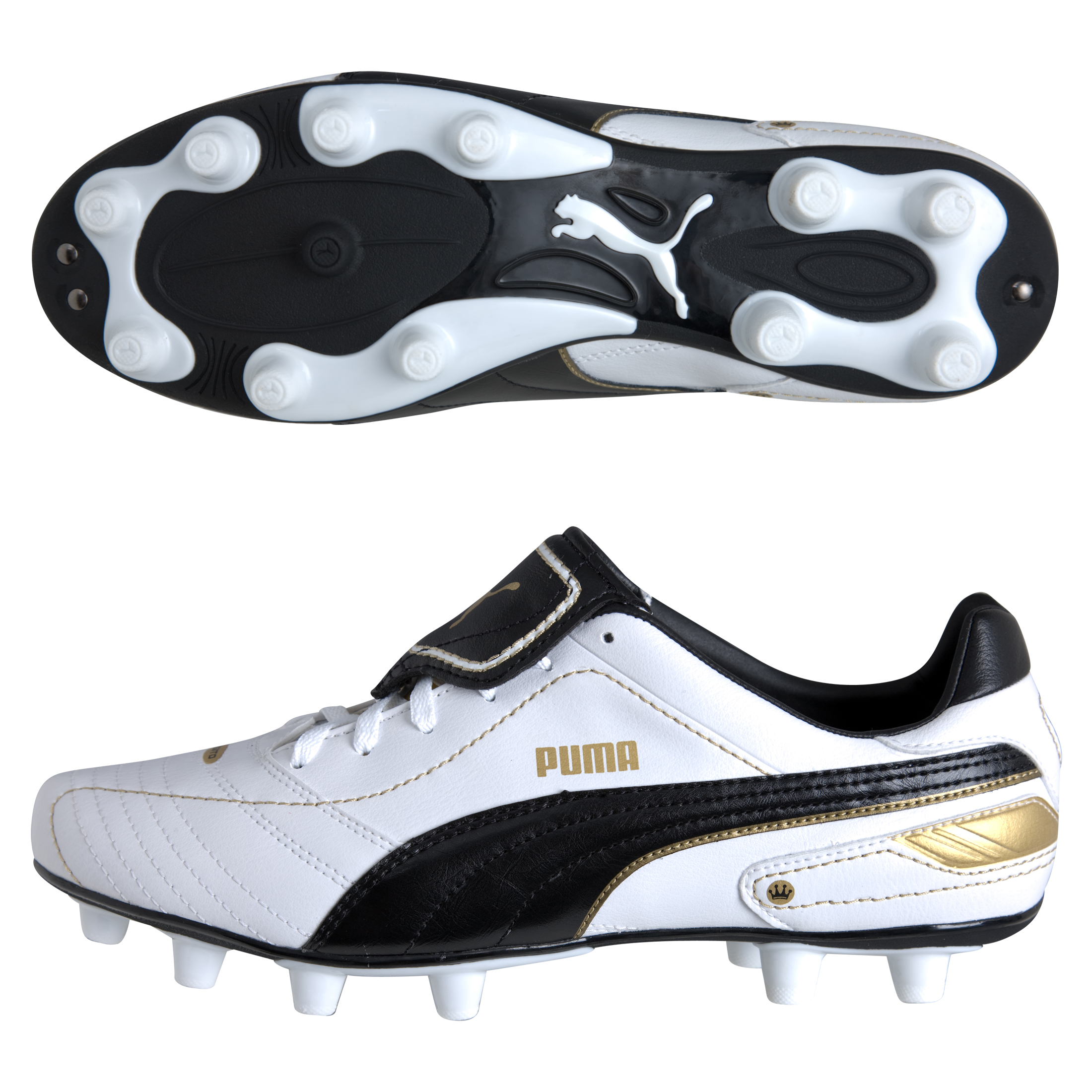 Puma Esito Finale i Firm Ground Football Boots - White/Black/Team Gold.