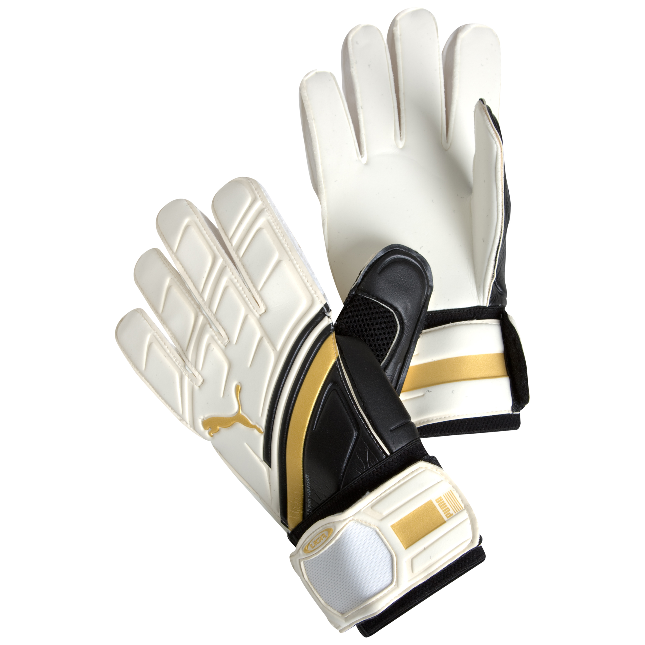 Puma Liga Goalkeeper Gloves - White/Black/Team Gold.