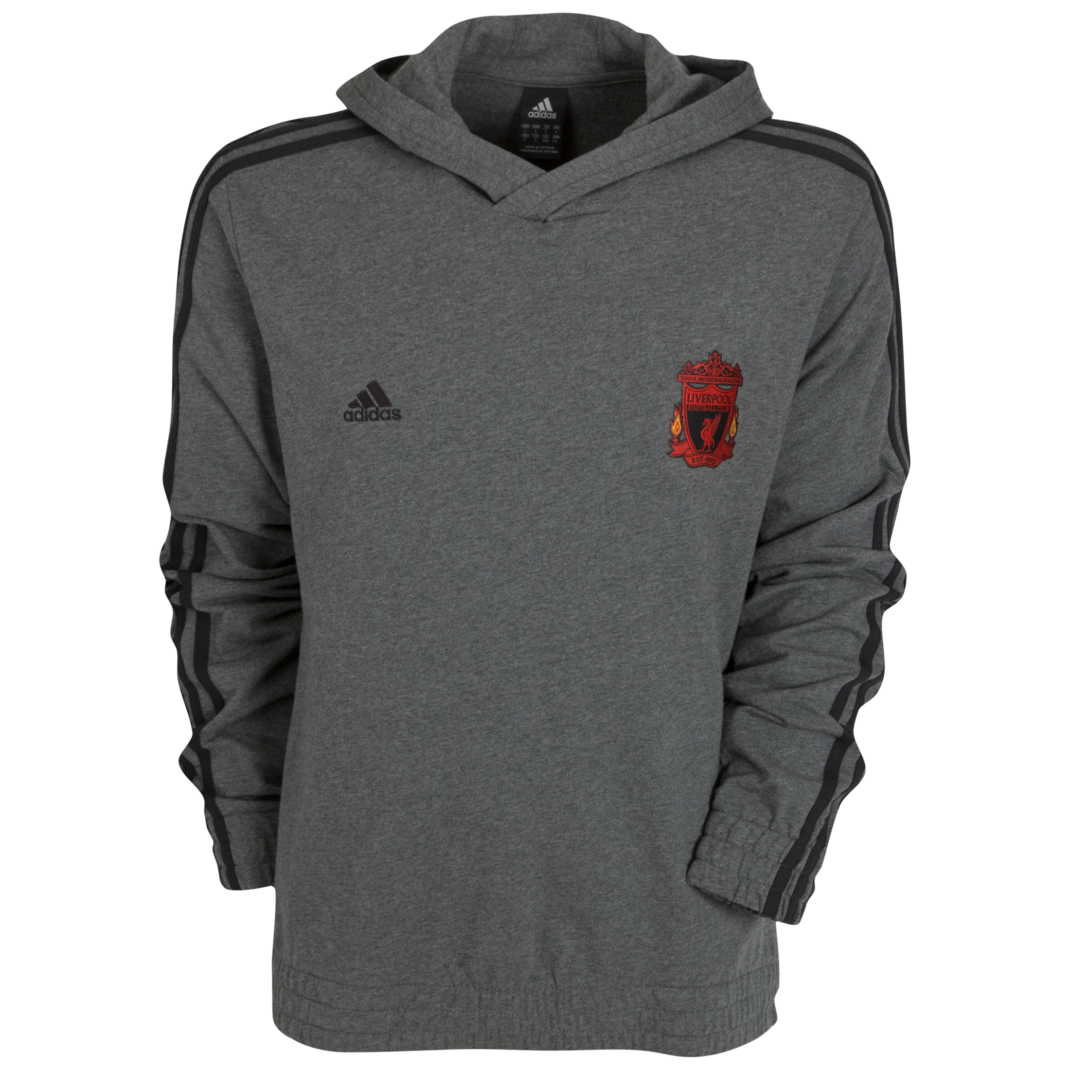adidas Liverpool Core Hooded Jacket - Dark Grey Heather/Black