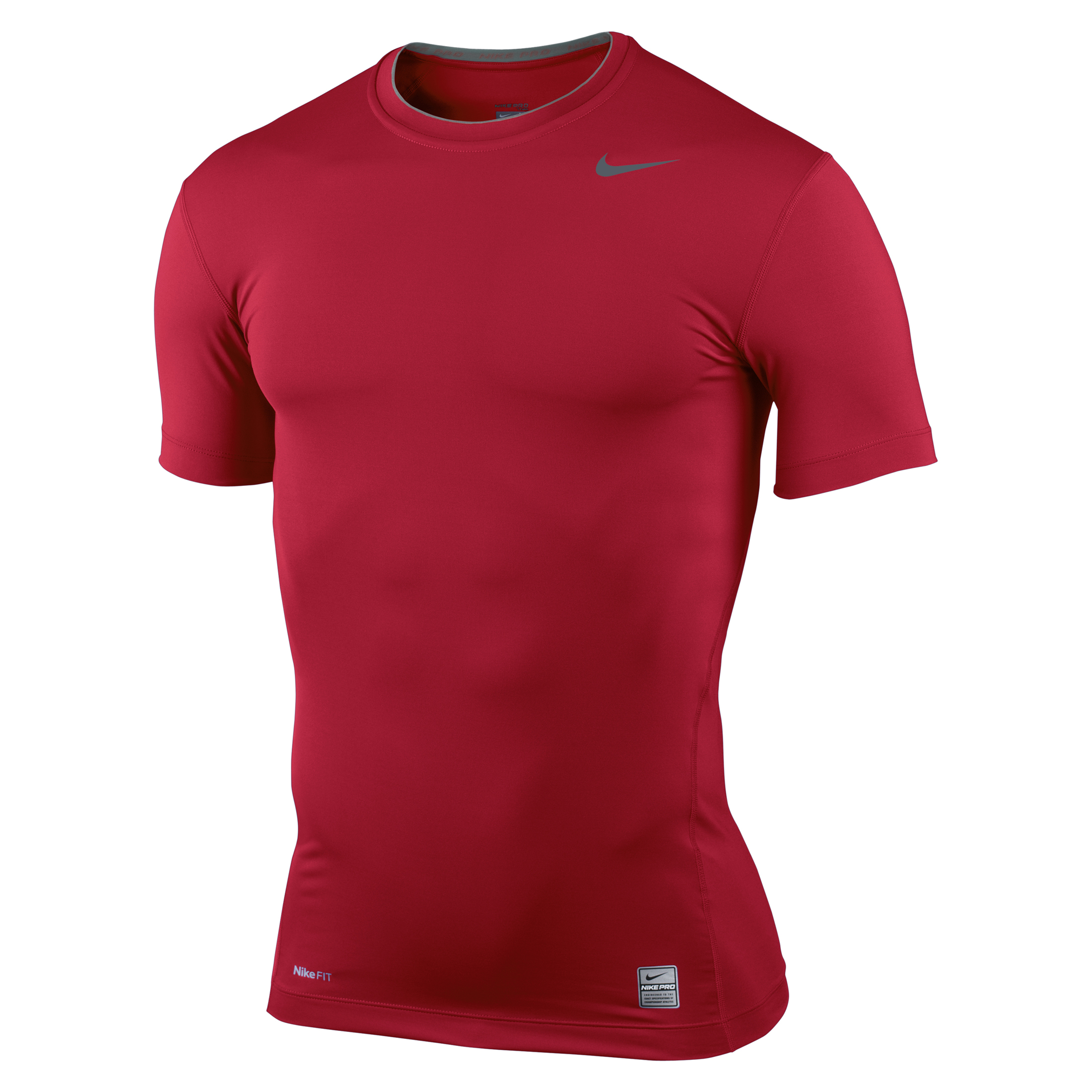 Nike Pro Core Crew Top - Varsity Red/Flint Grey