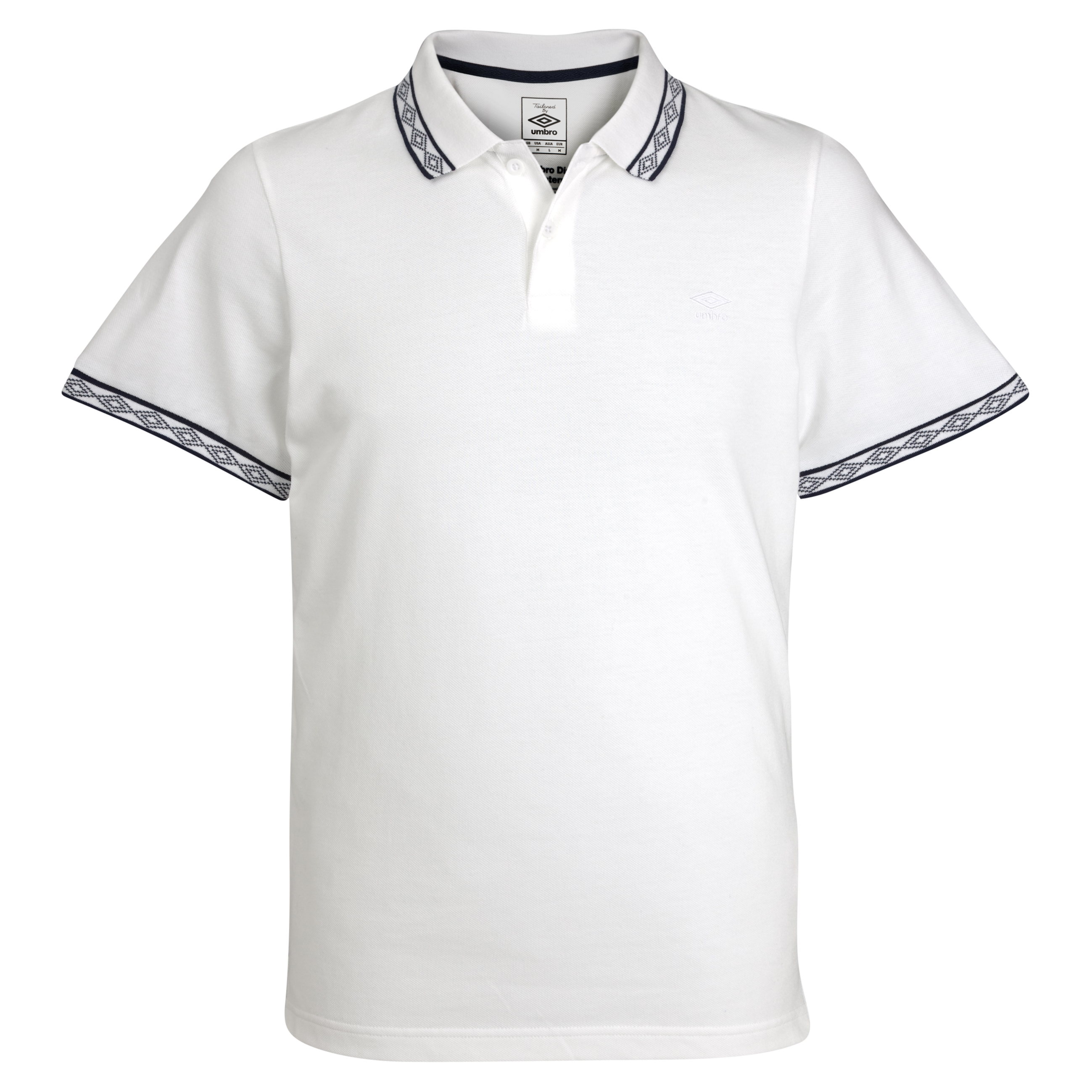 Umbro Diamond Jacquard Polo - White-Dark Navy