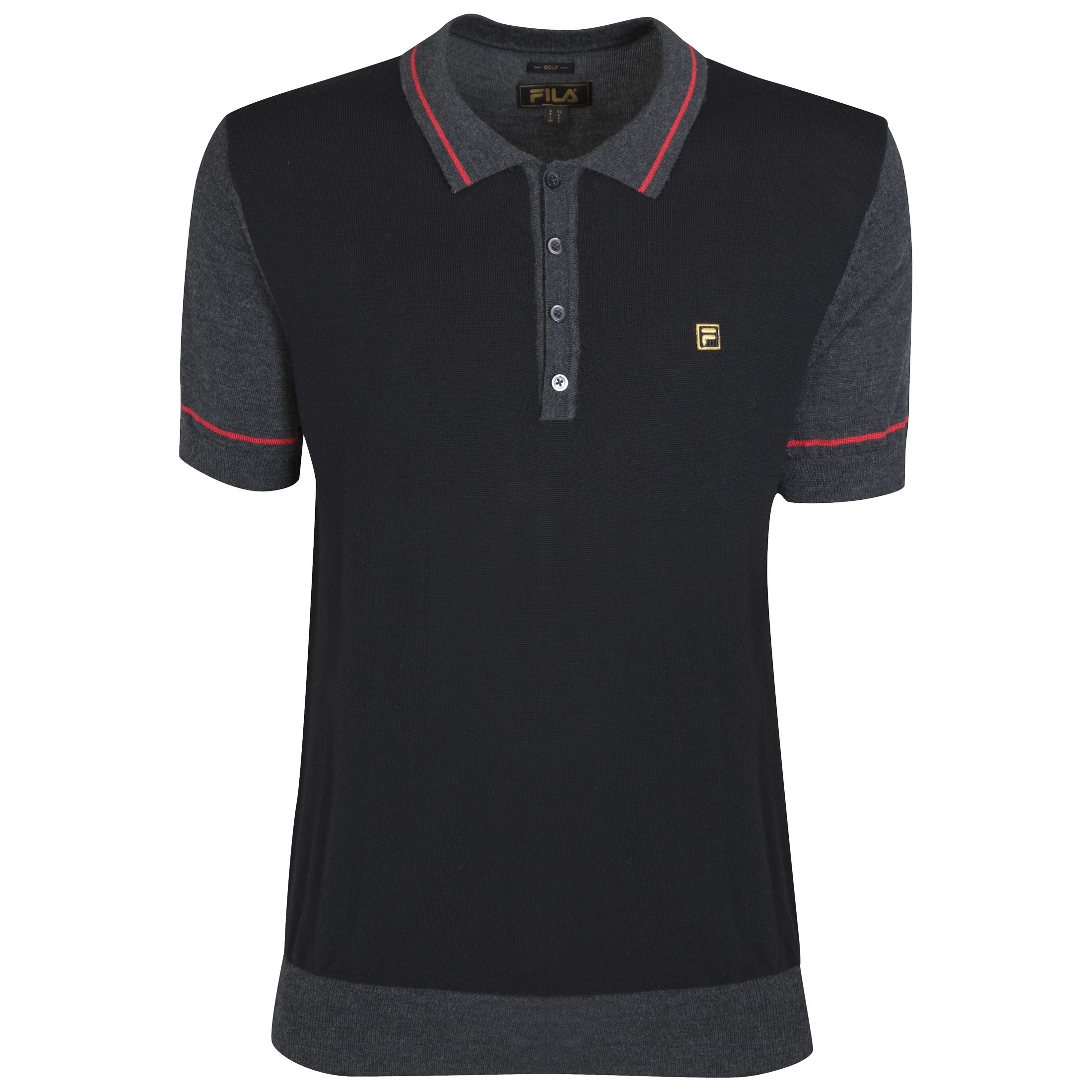Fila Caliandro Knitted Polo Black~Charcoal Heather Grey