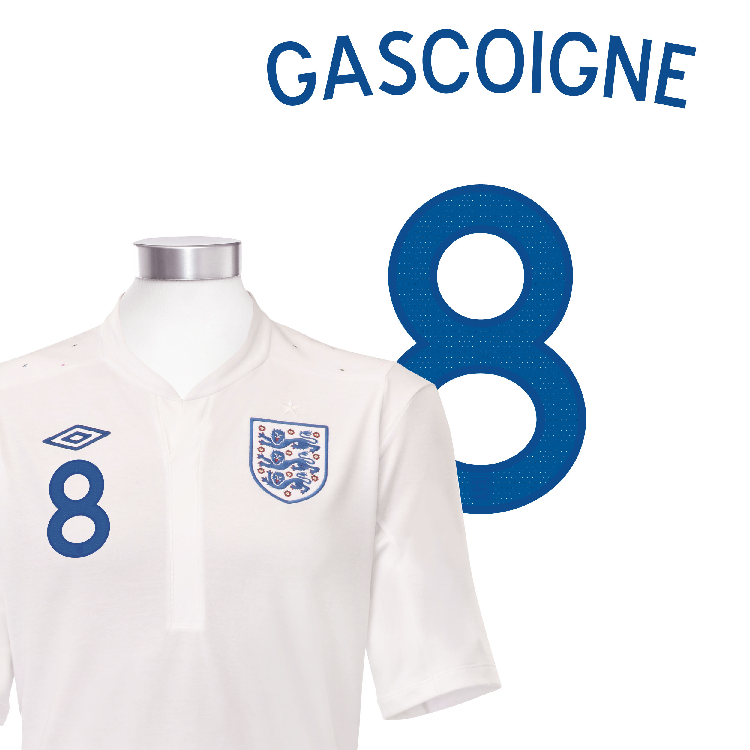 England Home Shirt 2010 with Gascoigne 8 printing England Home Shirt 2010 with Gascoigne 8 printing Small Image