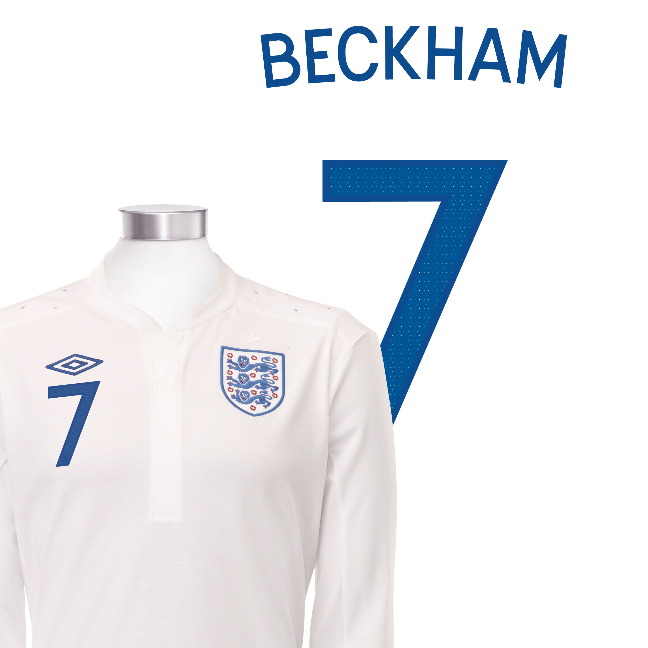 England Home Shirt 2010 Long Sleeved Kids with Beckham 7 printing