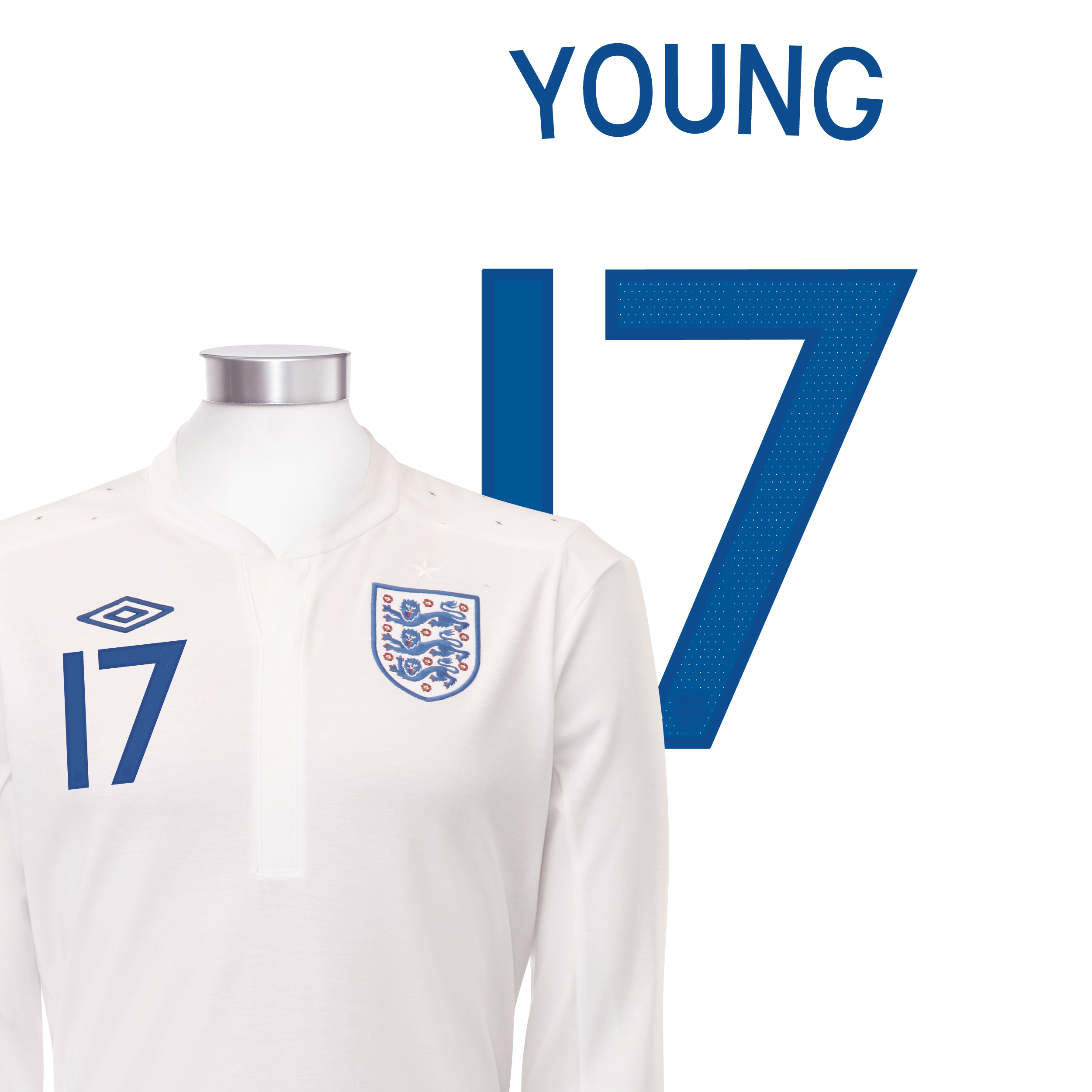 England Home Shirt 2010 - Long Sleeved with Young 17 printing England Home Shirt 2010 - Long Sleeved with Young 17 printing Small Image