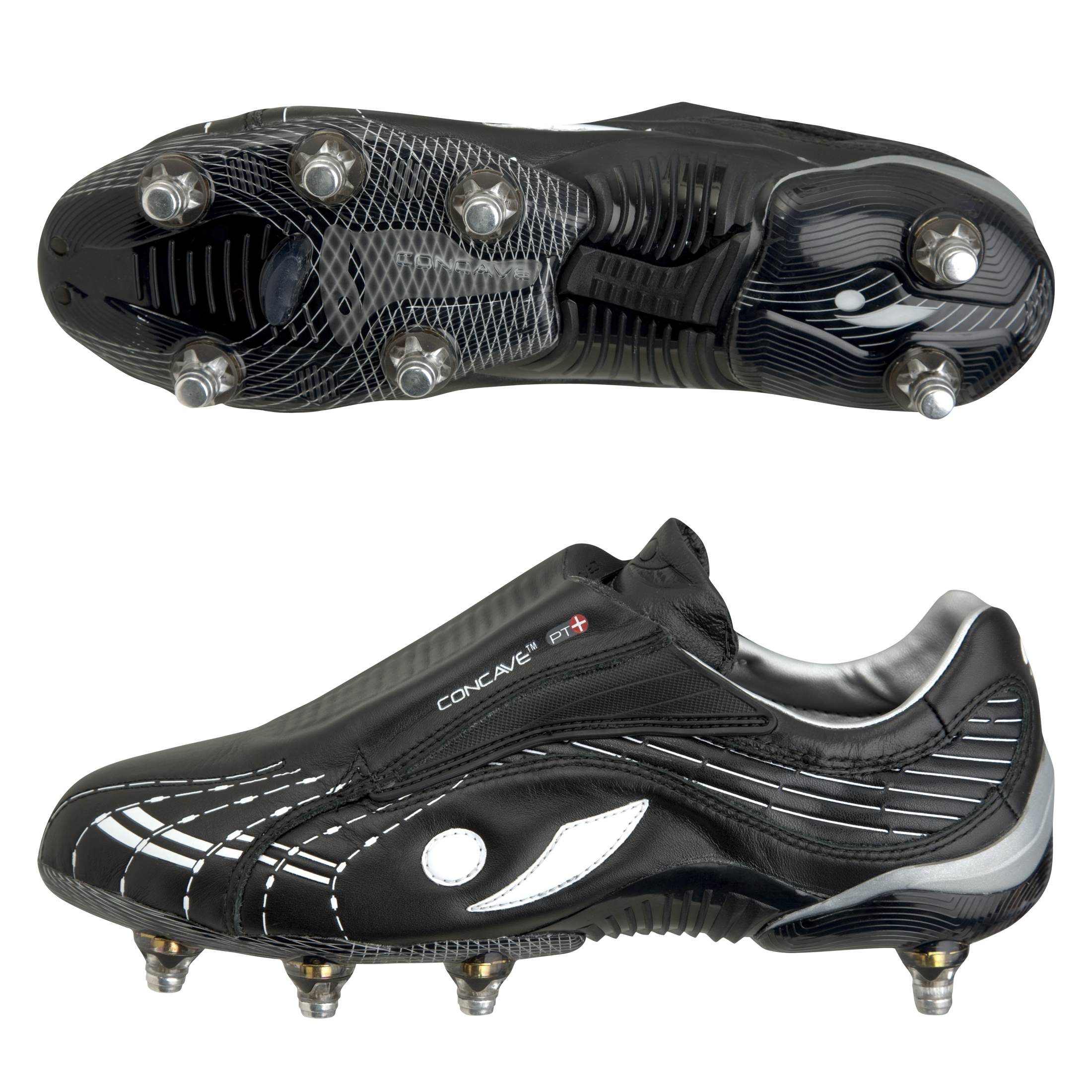 Concave PT+ Soft Ground Football Boots - Black/White.