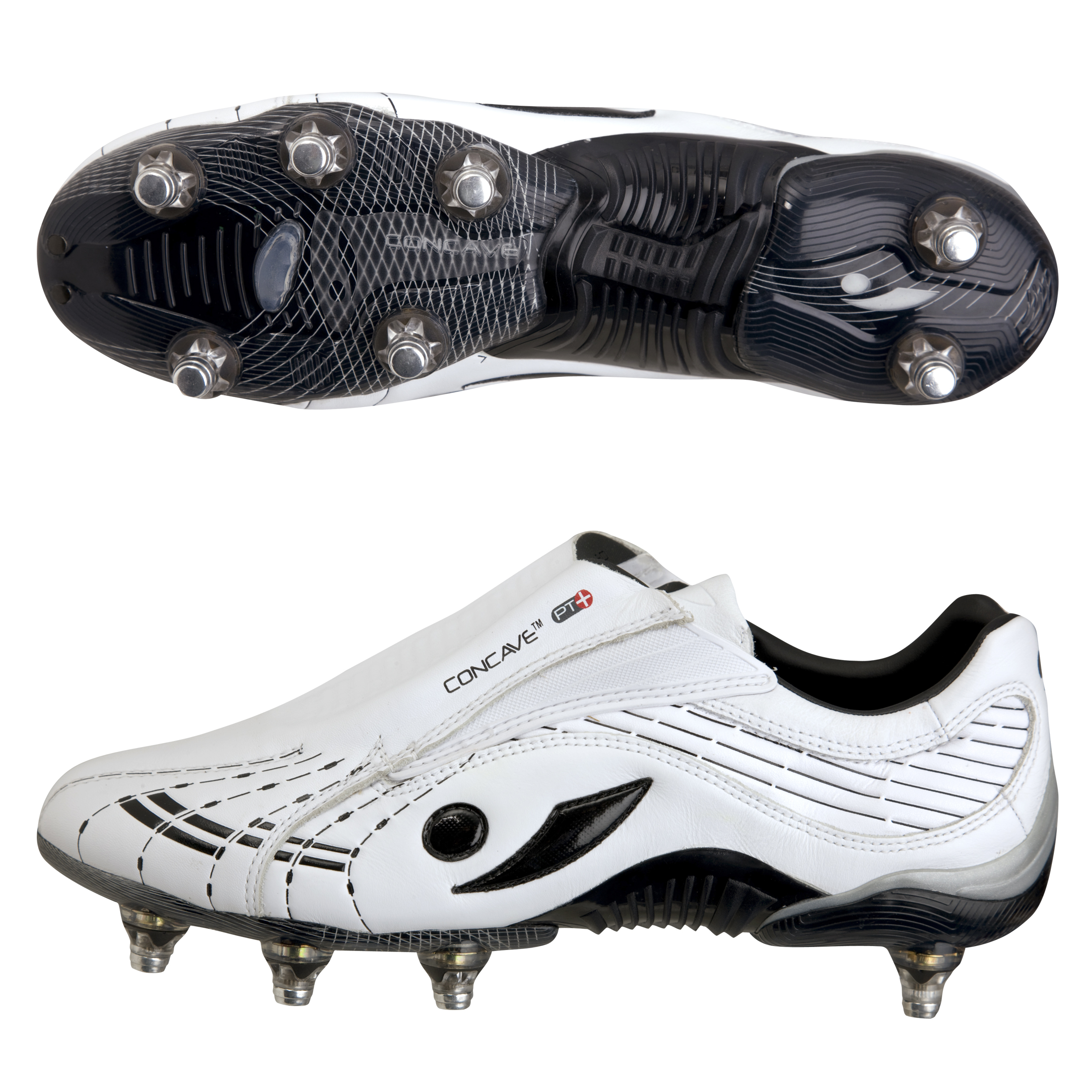 Concave PT+ Soft Ground Football Boots - White/Black.
