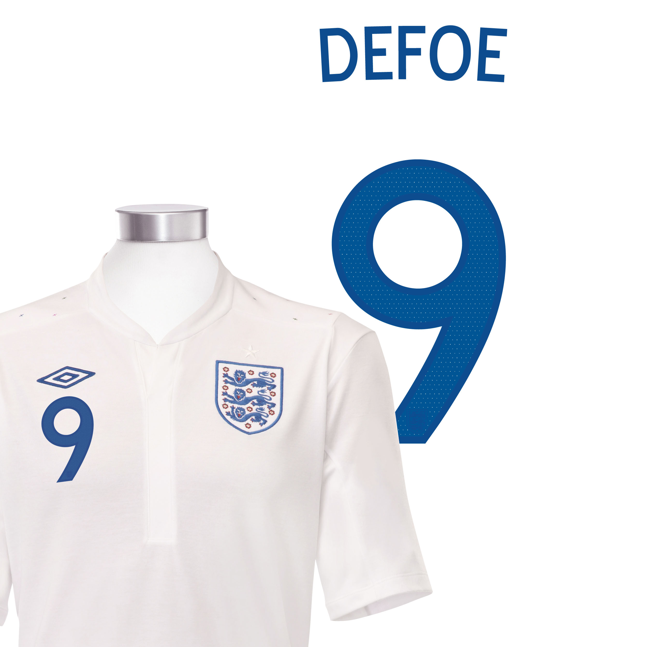 England Home Shirt 2010 - Girls with Defoe 9 printing