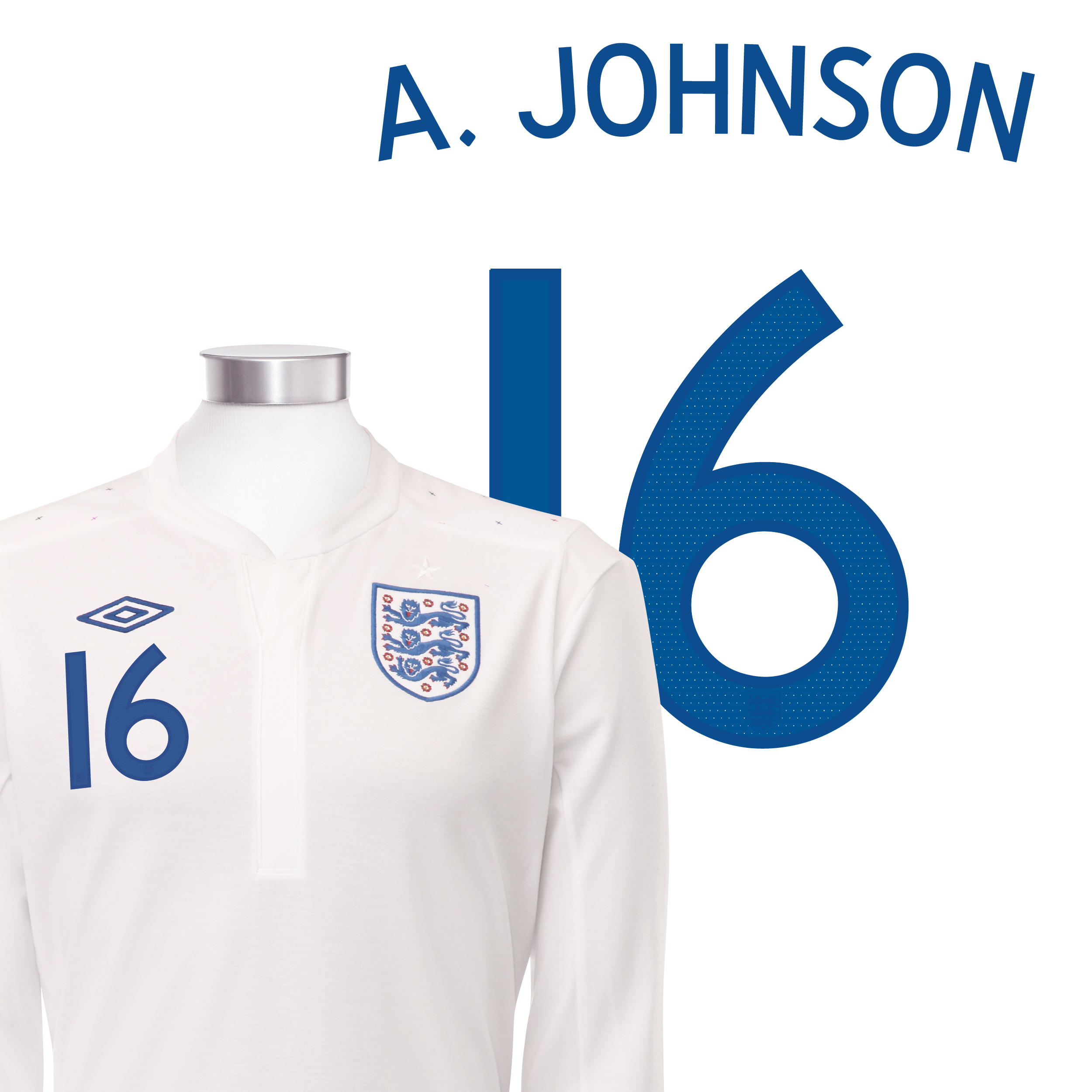England Home Shirt 2010 Long Sleeved Kids with AJohnson 16 printing