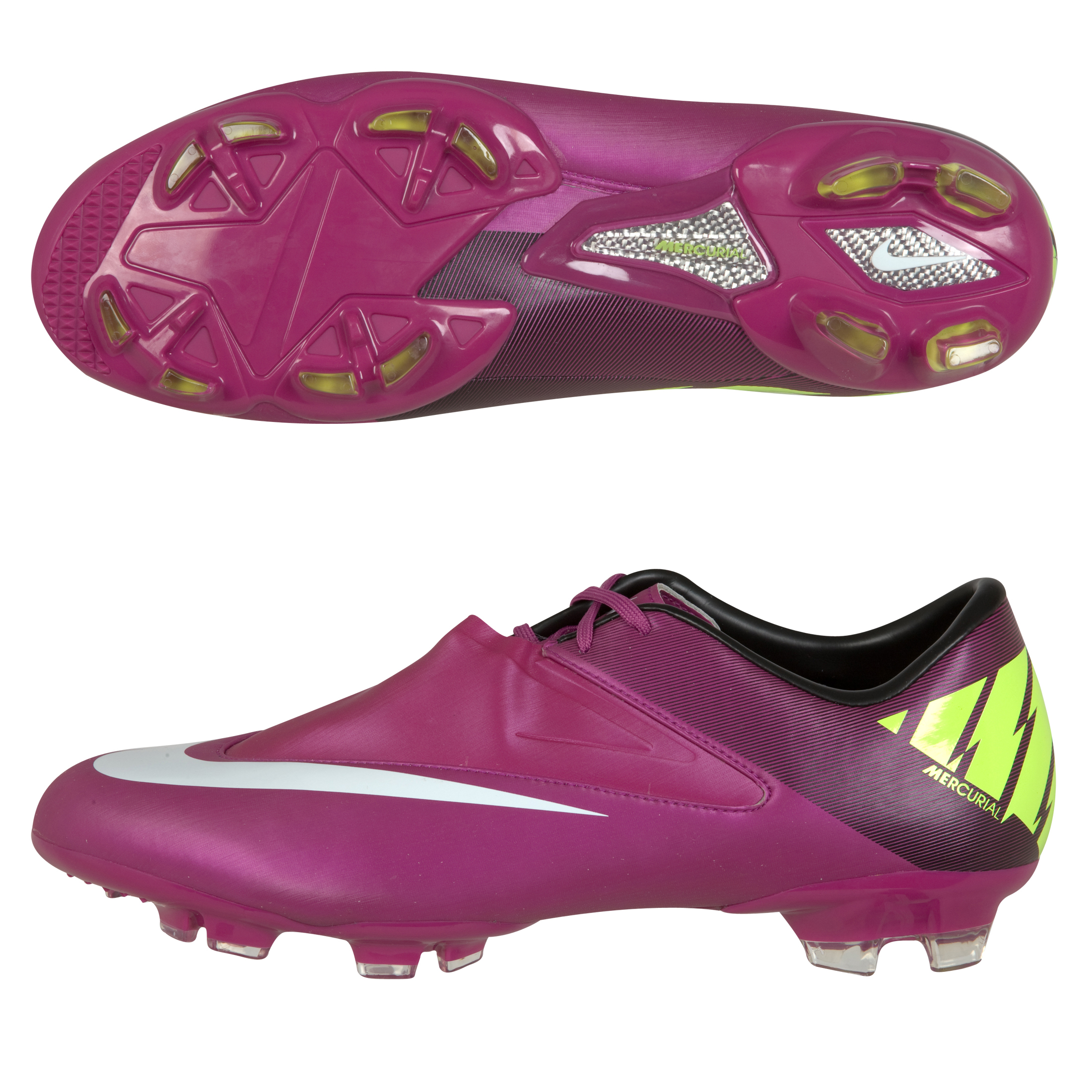 Nike Mercurial Glide II Firm Ground Football Boots - Red Plum/Windchill/Volt.