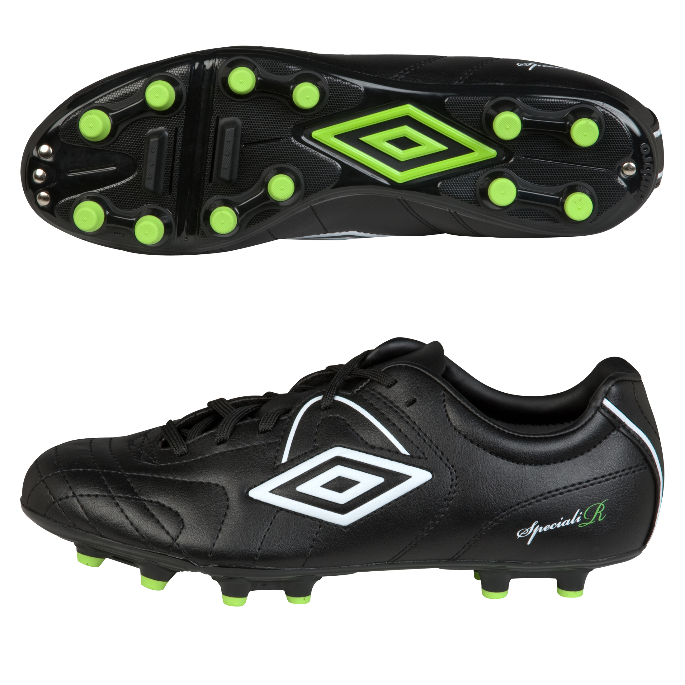 Umbro Speciali R Cup Firm Ground Football Boots - Black/White/Tender Shoots