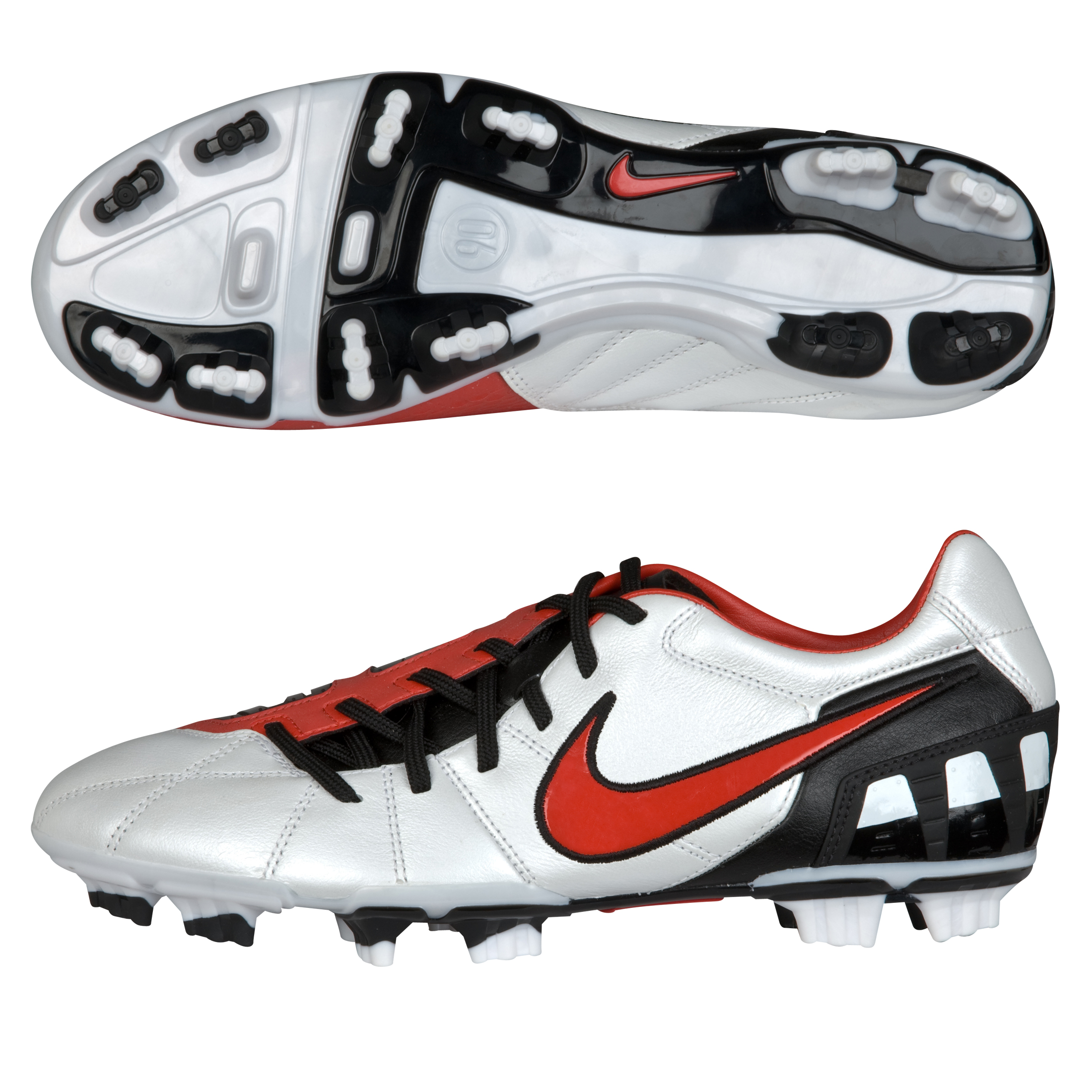 Nike Total90 Shoot III L-Firm Ground Football Boots - White/Challenge Red/Black.