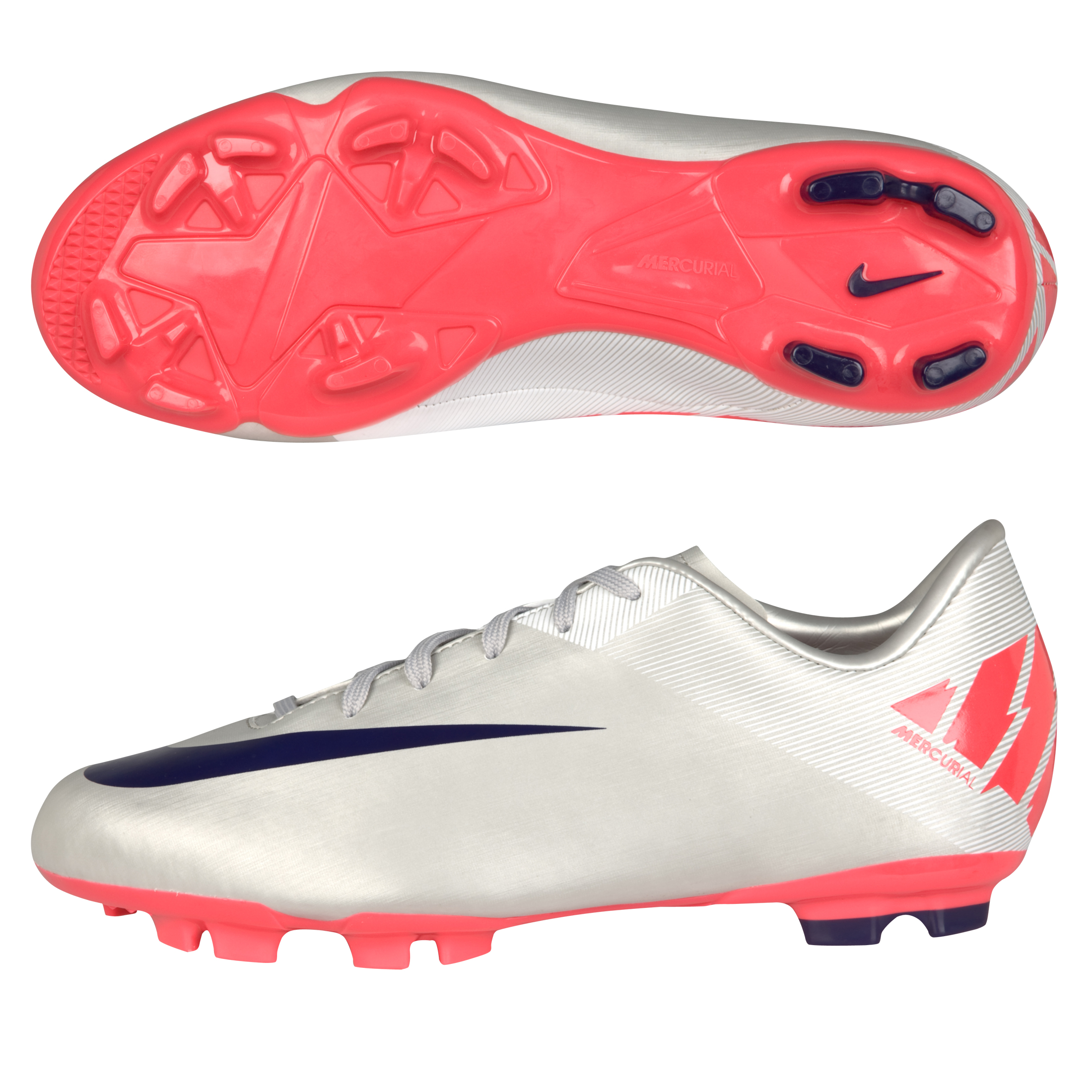 Nike Mercurial Victory II Firm Ground Football Boots - Granite/Imperial Purple/Red - Kids.