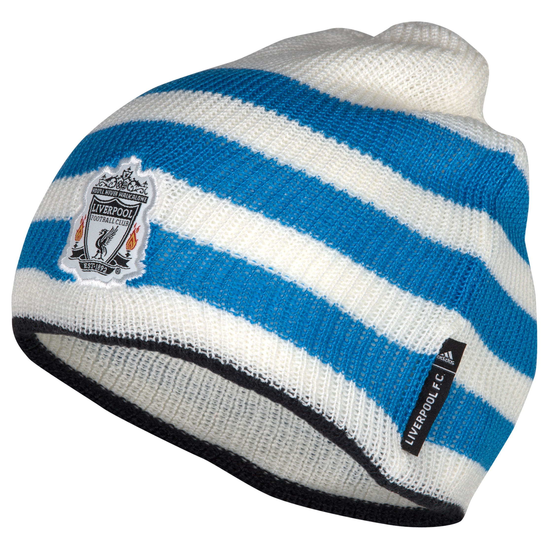 adidas Liverpool 3 Stripe Beanie - White/Cyan