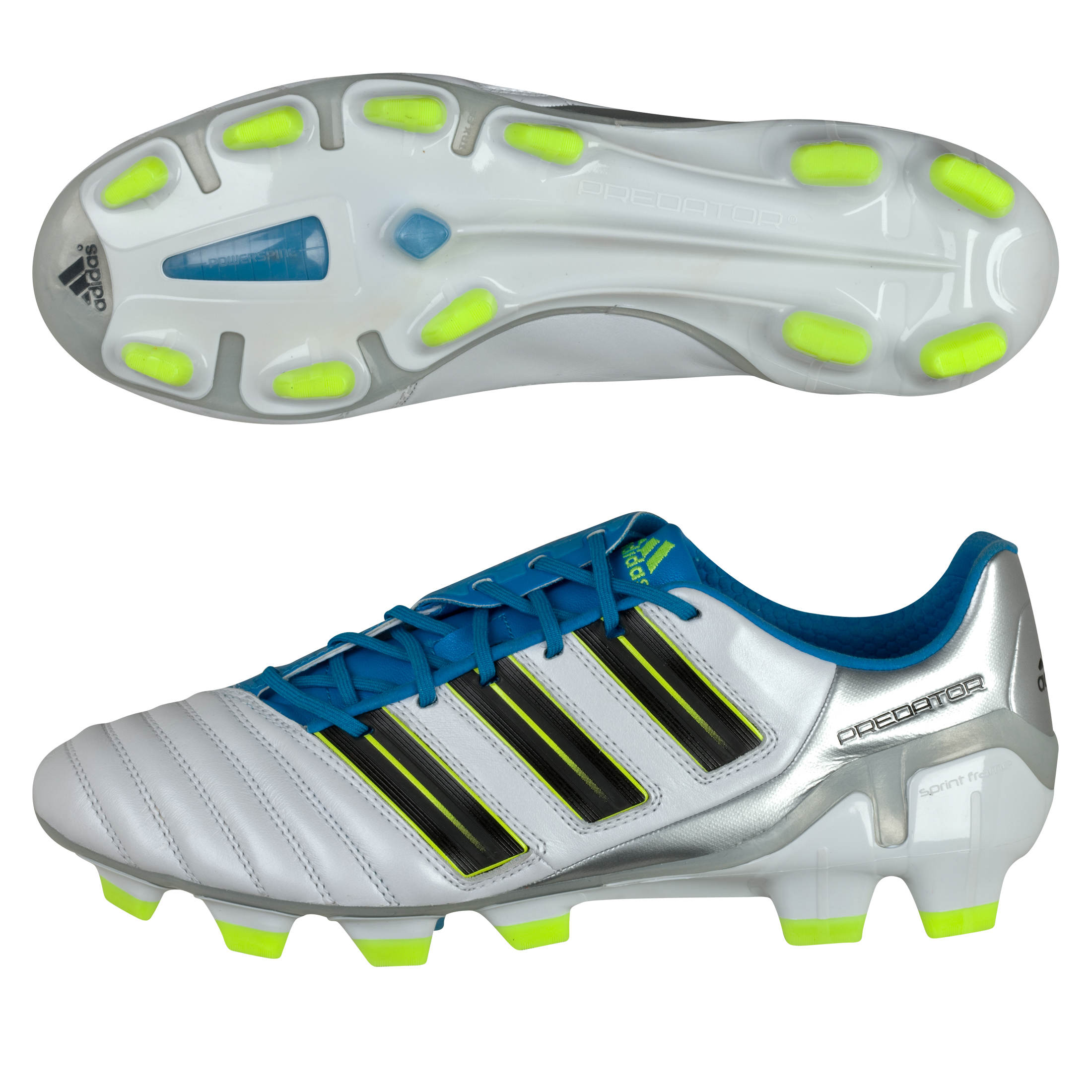 adidas adipower Predator TRX Firm Ground Football Boots - White/Black/Metallic Blue.