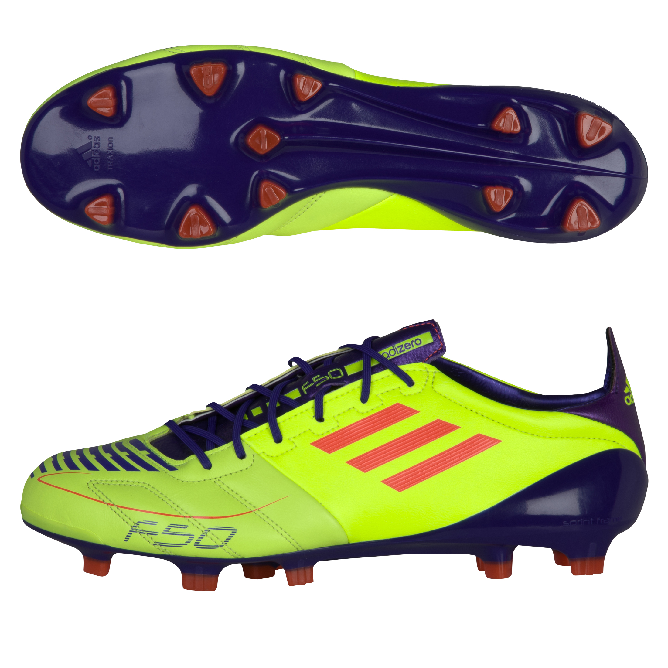 adidas F50 adizero TRX Firm Ground Leather Football Boots - Electricity / Infrared / Anodized Purple