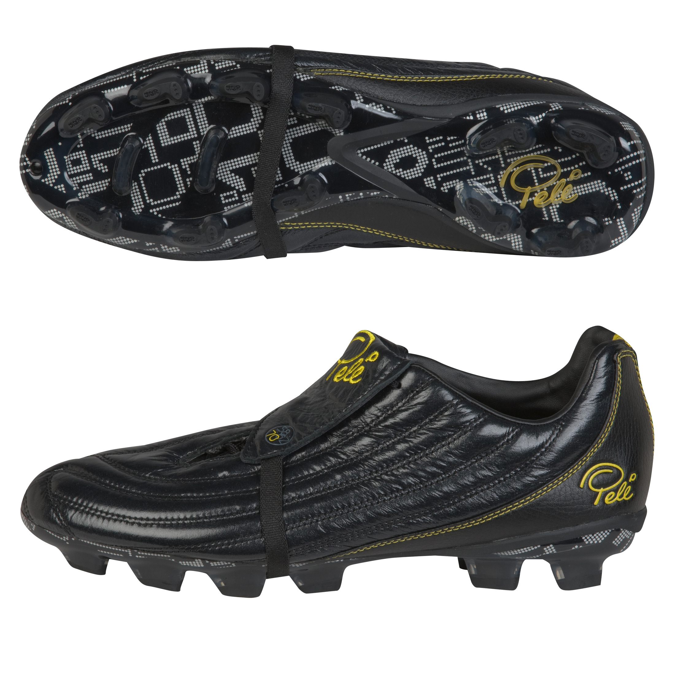 Peland#233; Sports 1970 Firm Ground Football Boots - Black/Yellow.
